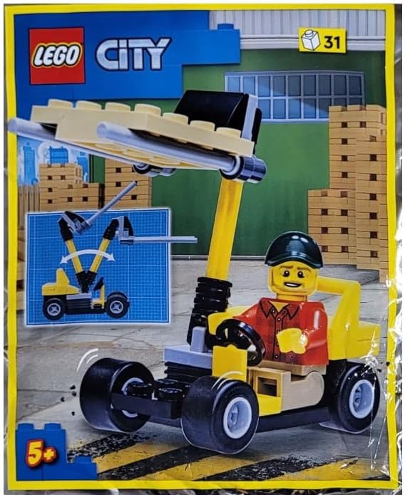 LEGO CONDUCTOR DE CARRETILLA ELEVADORA URBANA CON PAQUETE DE LÁMINAS DE CAMIÓN - 1