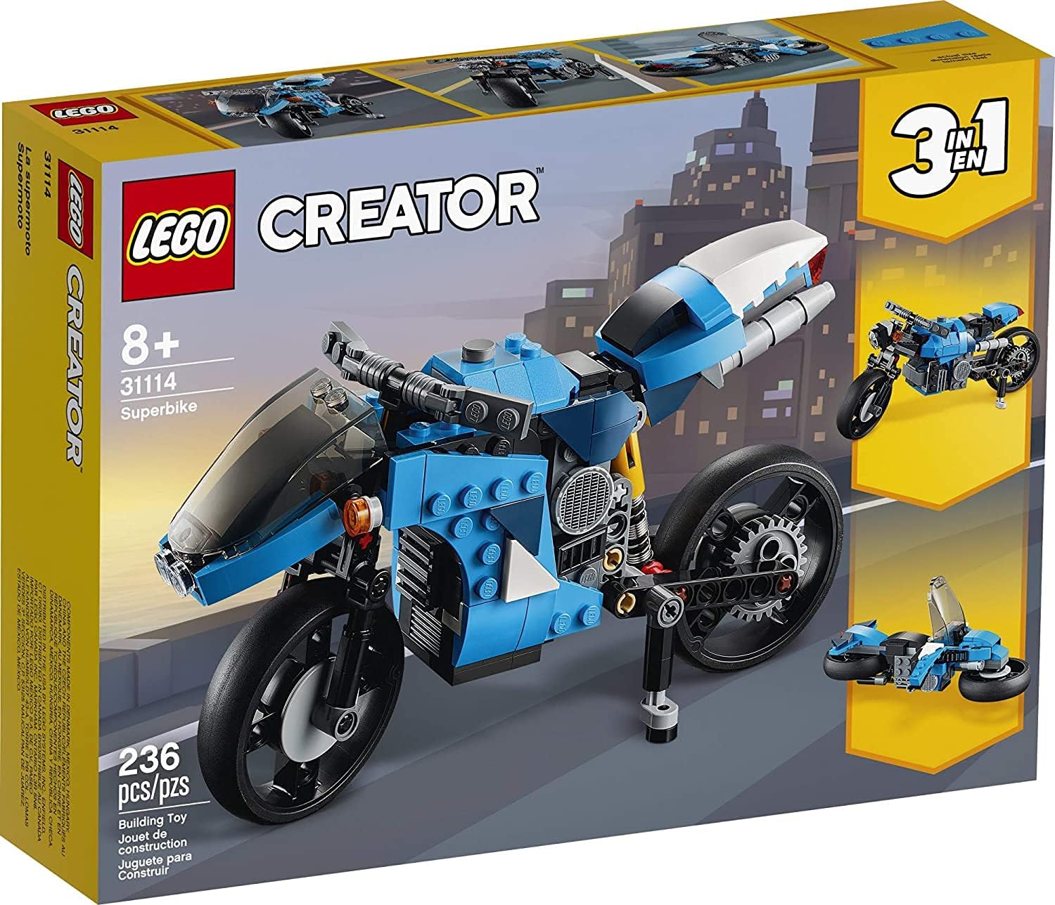 LEGO CREATOR 3 EN 1 SUPERBIKE 31114 KIT DE CONSTRUCCIÓN DE MOTOCICLETA DE JUGUETE, ES UN GRAN REGALO PARA NIÑOS QUE AMAN - 1