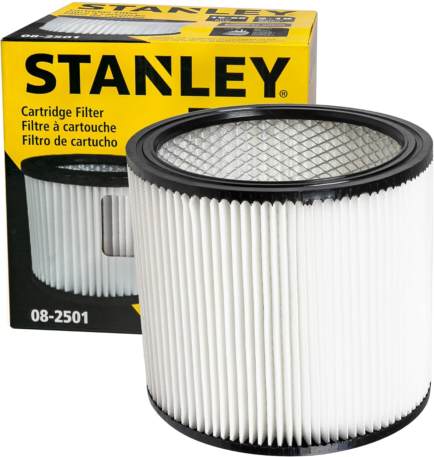 STANLEY FILTRO DE ASPIRADORA DE REPUESTO 08-2501, APTO PARA LA MAYORÍA DE ASPIRADORAS EN SECO Y HÚMEDO DE 5 A 18 GALONES, - 1
