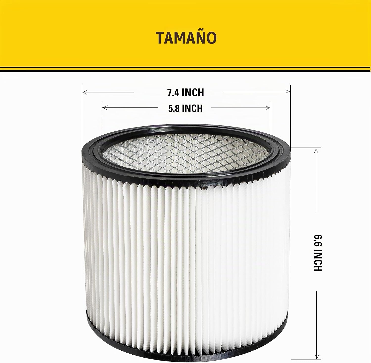 STANLEY FILTRO DE ASPIRADORA DE REPUESTO 08-2501, APTO PARA LA MAYORÍA DE ASPIRADORAS EN SECO Y HÚMEDO DE 5 A 18 GALONES, - 2