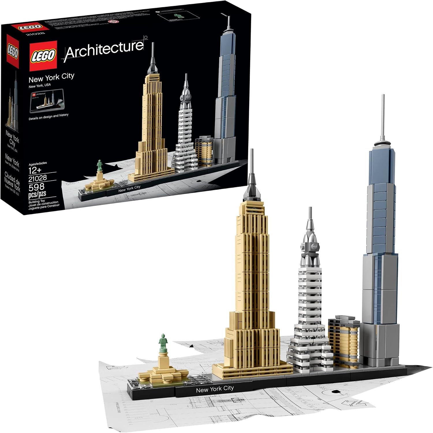 LEGO ARCHITECTURE NEW YORK CITY MODEL KIT - DECORACIÓN DE DORMITORIO U OFICINA PARA NIÑOS Y ADULTOS, MAYORES DE 12 AÑOS - - 1
