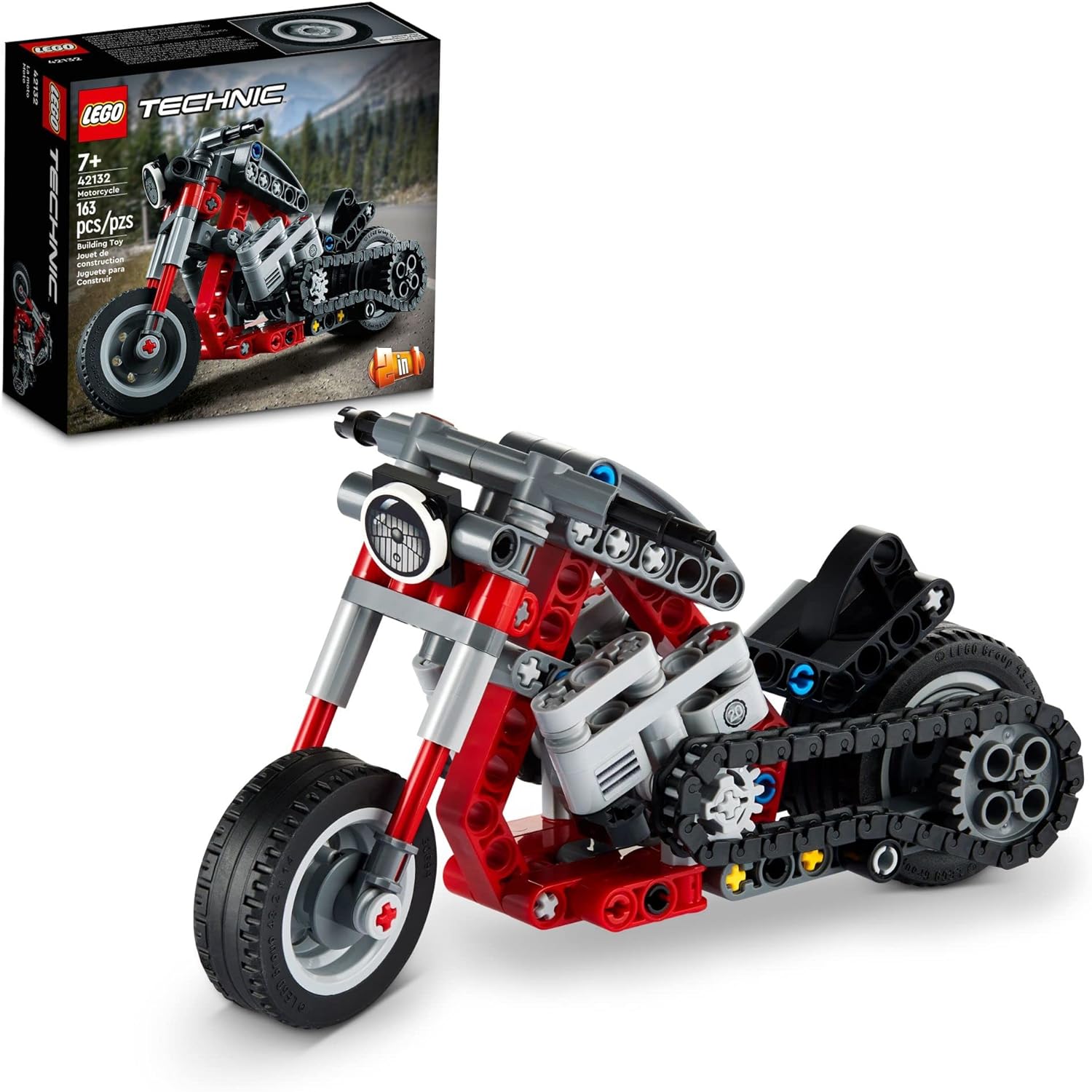 LEGO TECHNIC - KIT DE CONSTRUCCIÓN DE MOTOCICLETA A AVENTURA 42132, MODELO 2 EN 1, JUGUETE DE MOTOCICLETA, REGALO - 1
