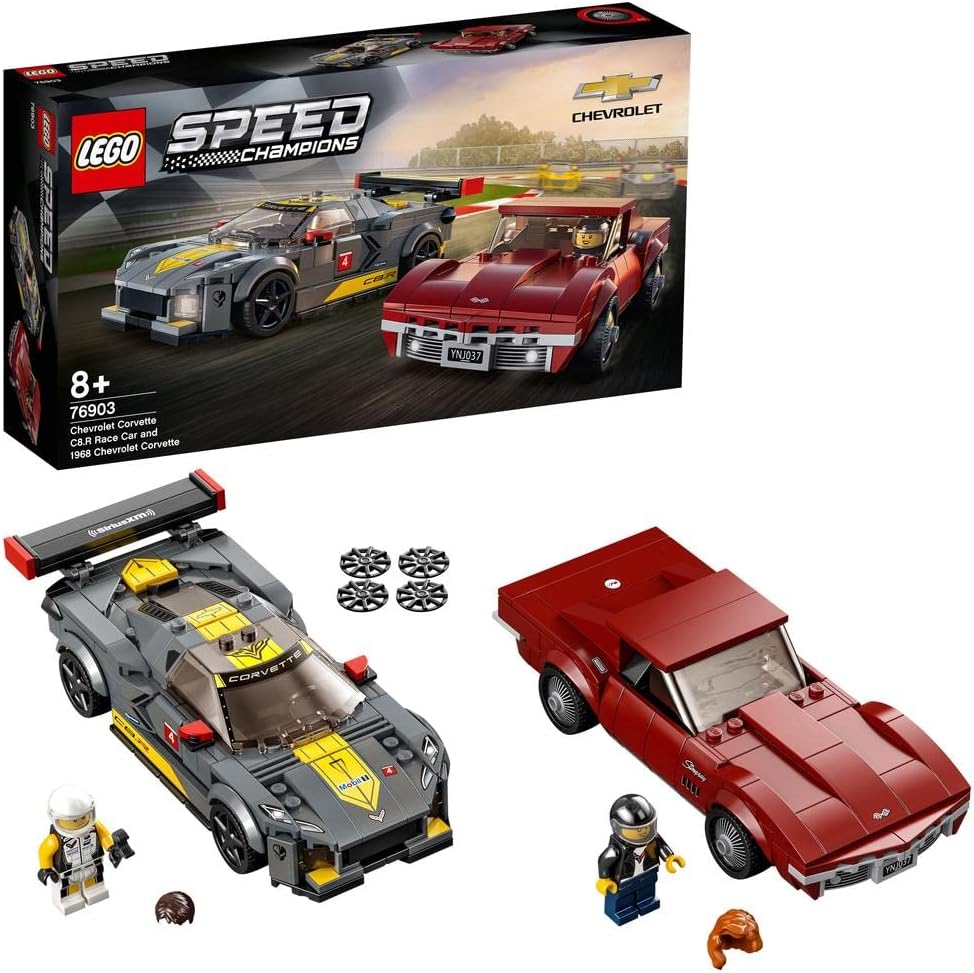 LEGO 76903 SPEED CHAMPIONS CHEVROLET CORVETTE C8.R RACE CAR Y MODELO DE CARRERAS 1969 CC, KIT DE CONSTRUCCIÓN DE JUGUETES - 1