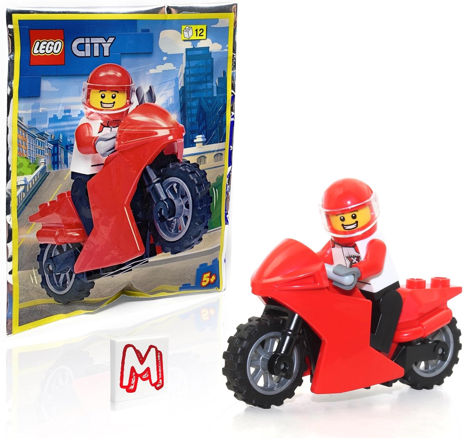 LEGO CITY SPEED RACERS MINIFIGURE - MOTOCICLETA RACER CON PAQUETE DE ALUMINIO PARA CONDUCTOR 12 PIEZAS - 1