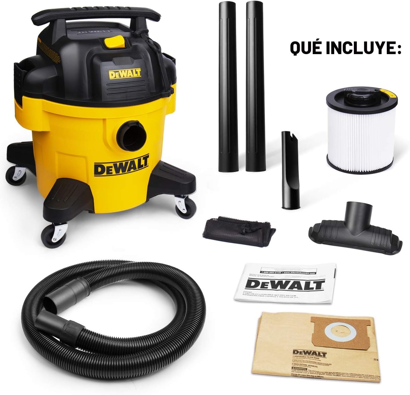 DEWALT DXV06P ASPIRADORAS DE TALLER DE 4 HP DE POTENCIA MÁXIMA, ASPIRADORA HÚMEDA/SECA DE POLIETILENO DE 6 GALONES, - 7