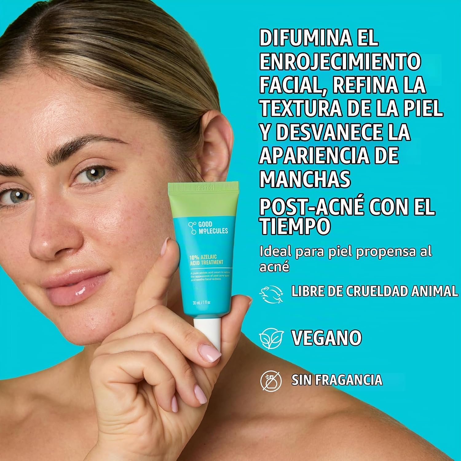 GOOD MOLECULES TRATAMIENTO DE 10% DE ÁCIDO AZELAICO PARA LA CARA FÓRMULA CALMANTE PARA EL ENROJECIMIENTO FACIAL Y EL TONO - 2