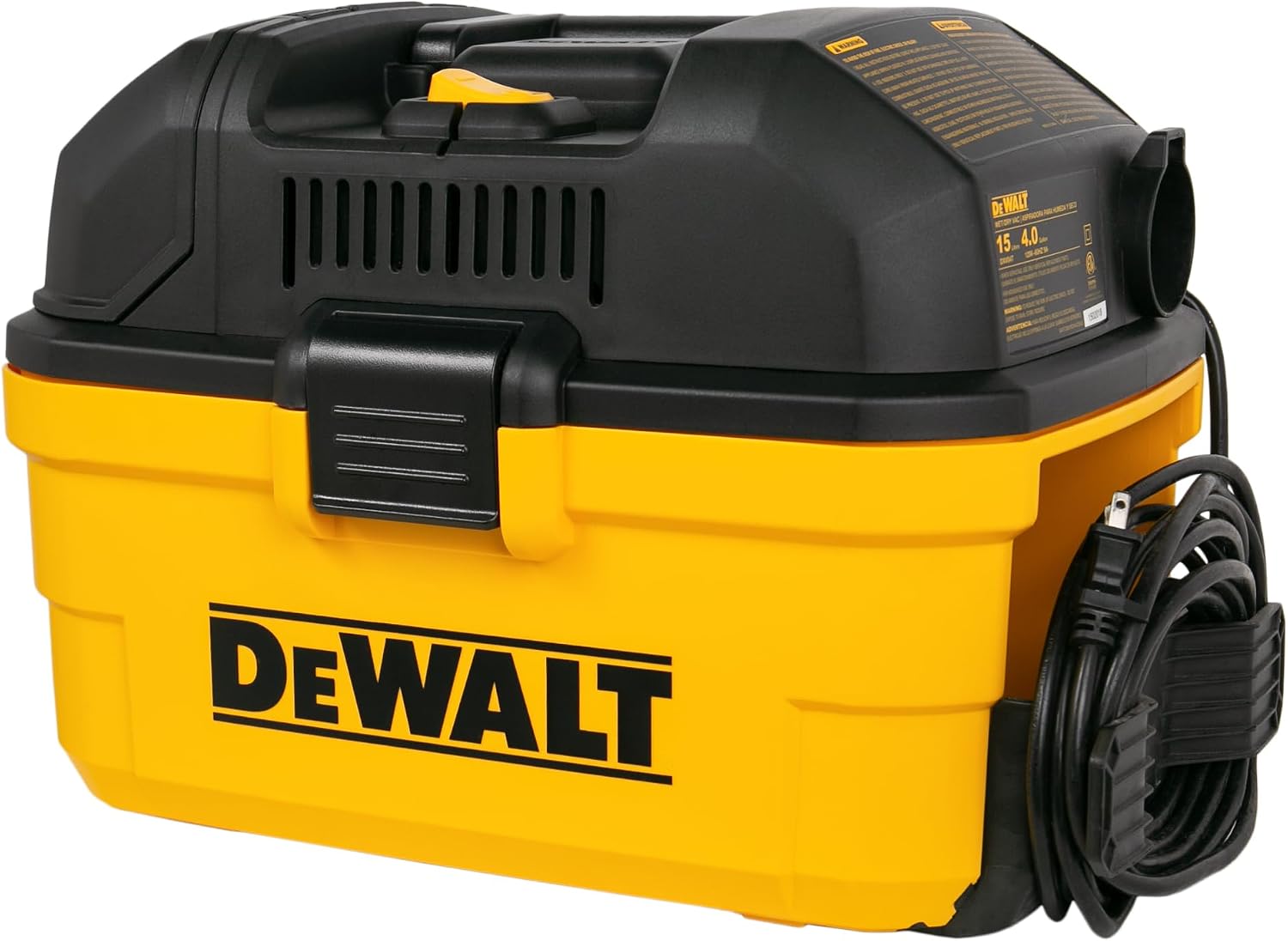 DEWALT DXV04T - ASPIRADORA PORTÁTIL PARA HÚMEDO Y SECO DE 4 GALONES, COLOR AMARILLO - 1