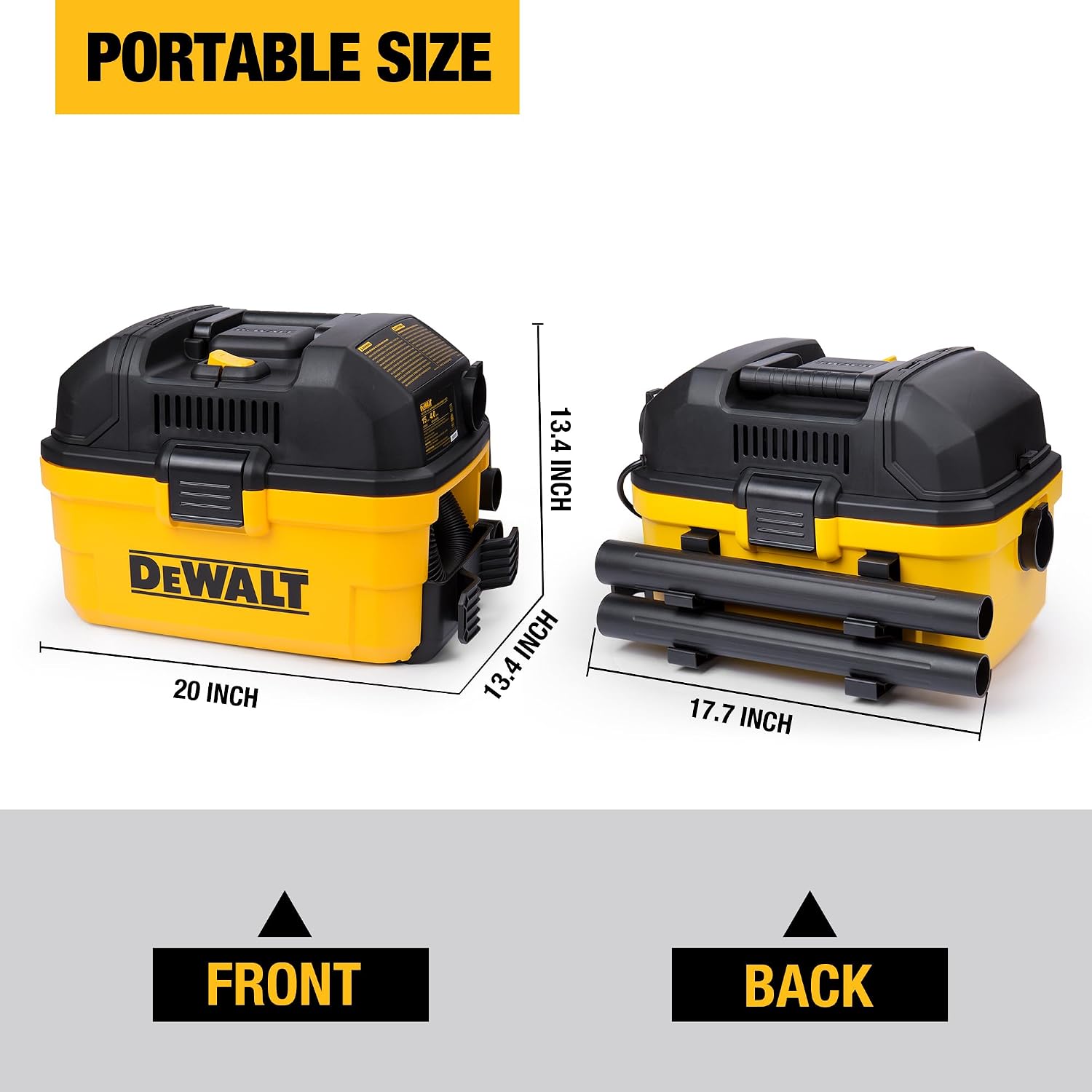 DEWALT DXV04T - ASPIRADORA PORTÁTIL PARA HÚMEDO Y SECO DE 4 GALONES, COLOR AMARILLO - 2