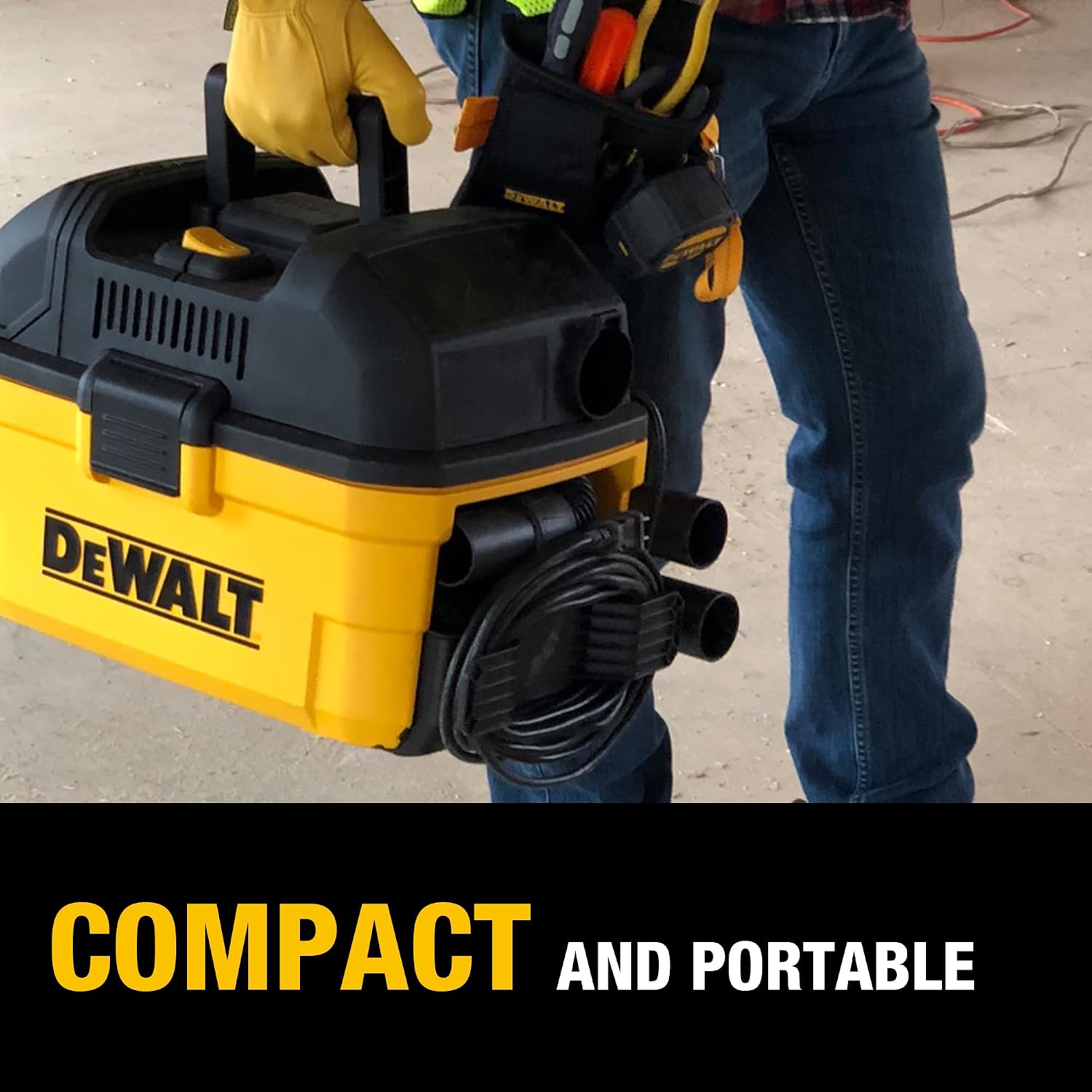 DEWALT DXV04T - ASPIRADORA PORTÁTIL PARA HÚMEDO Y SECO DE 4 GALONES, COLOR AMARILLO - 7