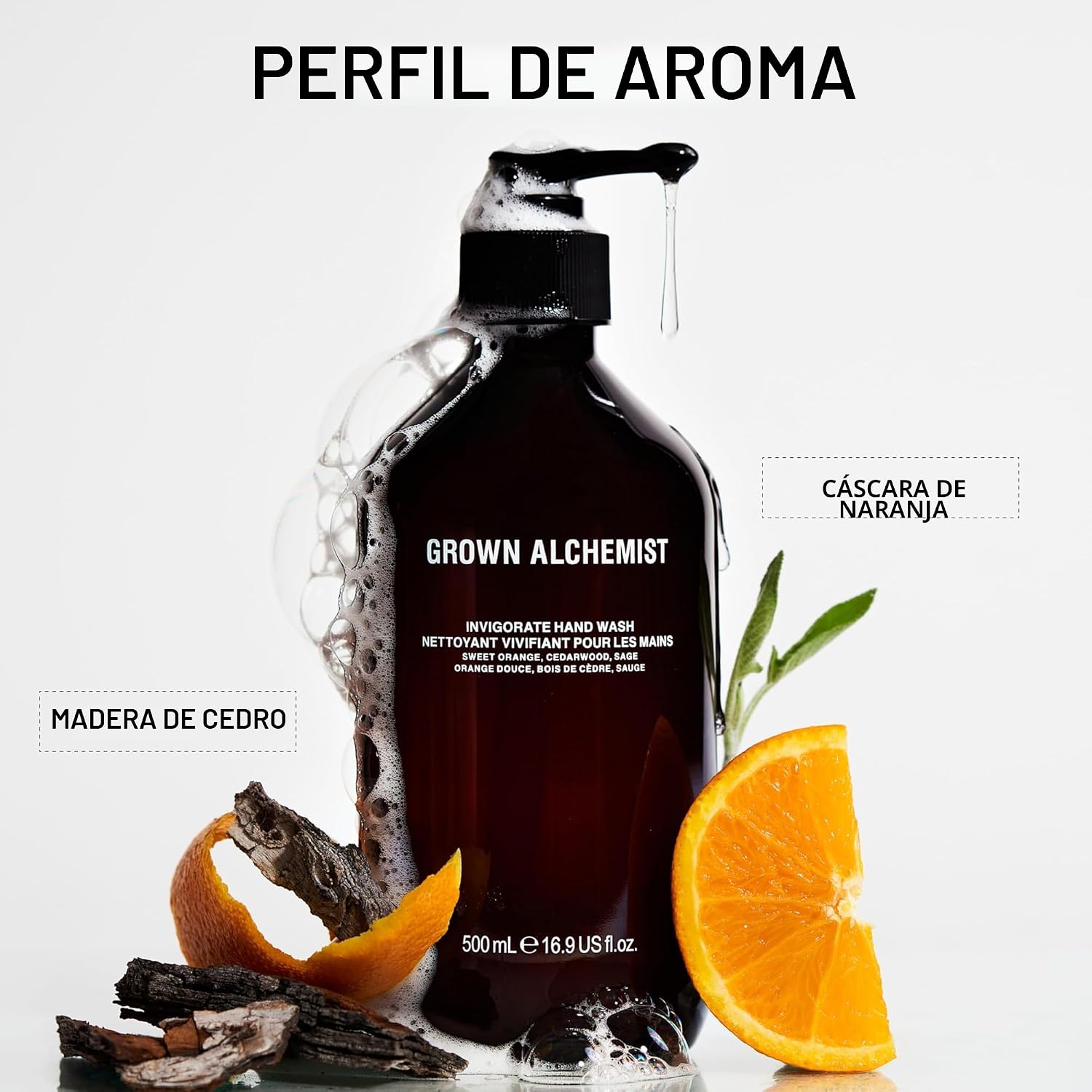 GROWN ALCHEMIST INVIGORATE - RECAMBIO DE JABÓN DE MANOS - JABÓN LÍQUIDO PARA MANOS CON ALOE, NARANJA DULCE, MADERA DE CEDRO - 6