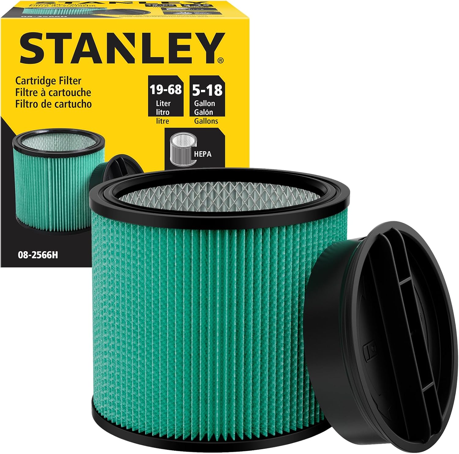 STANLEY 08-2566H FILTRO DE CARTUCHO HEPA COMPATIBLE CON LA MAYORÍA DE ASPIRADORAS HÚMEDAS/SECAS DE 5 18 GALONES FILTRO - 1