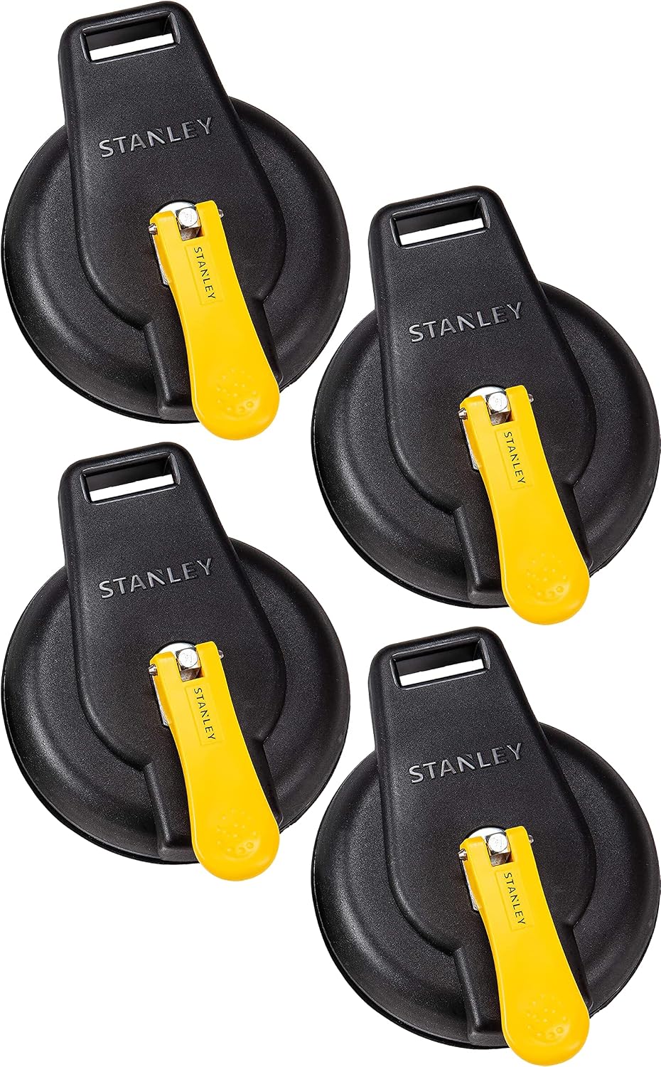 STANLEY S4004 - VENTOSA AL VACÍO COLOR NEGRO/AMARILLO, RESISTENTE LÍMITE DE SOPORTE DE PESO DE 200 LIBRAS , PAQUETE DE 4 - 1