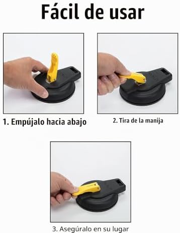 STANLEY S4004 - VENTOSA AL VACÍO COLOR NEGRO/AMARILLO, RESISTENTE LÍMITE DE SOPORTE DE PESO DE 200 LIBRAS , PAQUETE DE 4 - 5