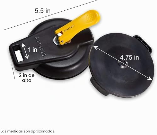 STANLEY S4004 - VENTOSA AL VACÍO COLOR NEGRO/AMARILLO, RESISTENTE LÍMITE DE SOPORTE DE PESO DE 200 LIBRAS , PAQUETE DE 4 - 6