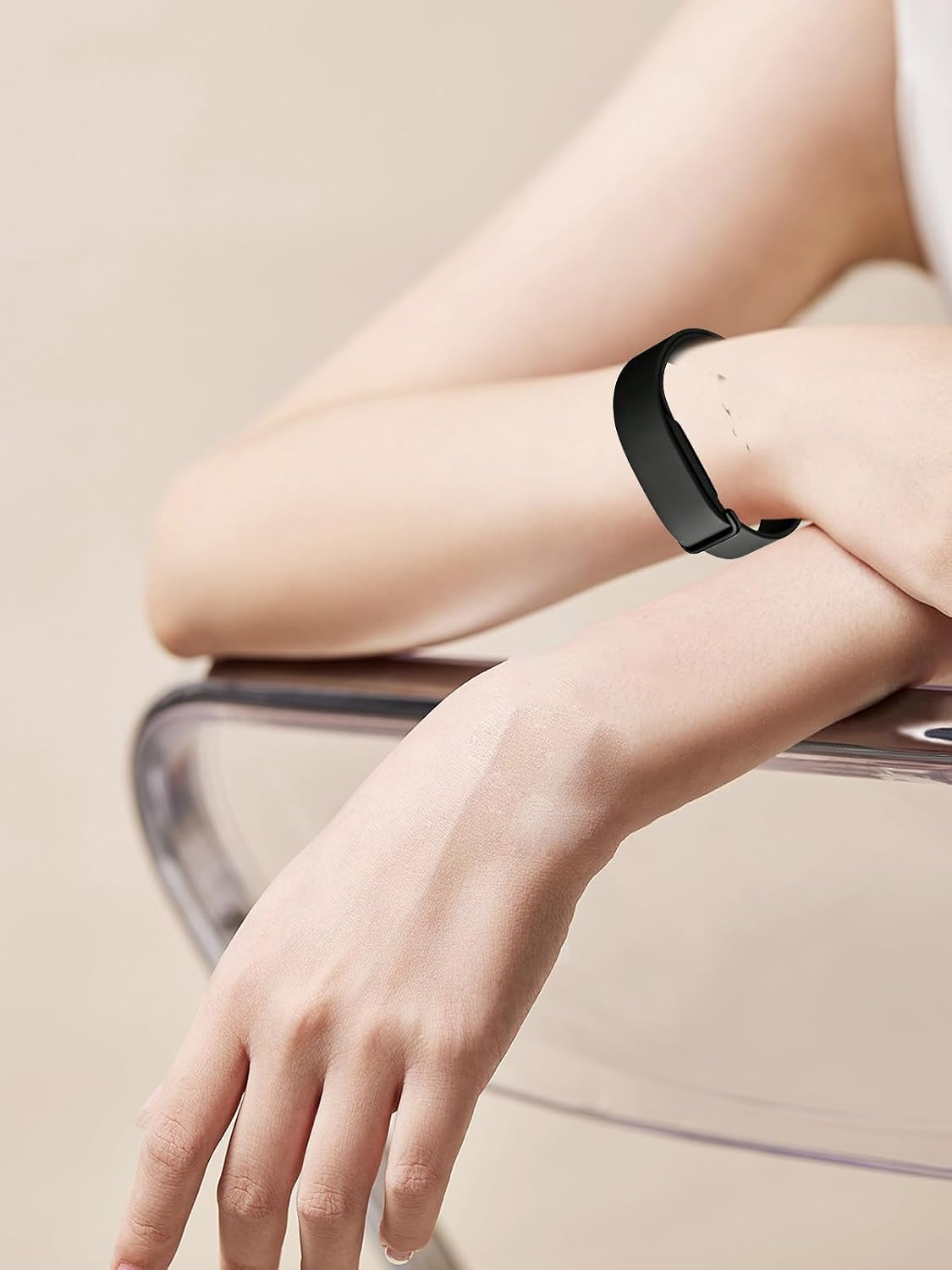 BANDA DE SILICONA PARA GOOGLE FITBIT AIR, CORREA DEPORTIVA TRANSPIRABLE LAVABLE NEGRO - 7