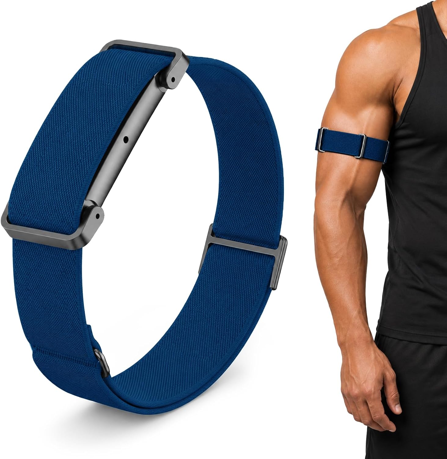 BANDA ELÁSTICA DE NAILON PARA BÍCEPS COMPATIBLE CON GOOGLE FITBIT AIR, CORREA DE BRAZO TEJIDA ELÁSTICA AJUSTABLE CON HEBILLA - 1