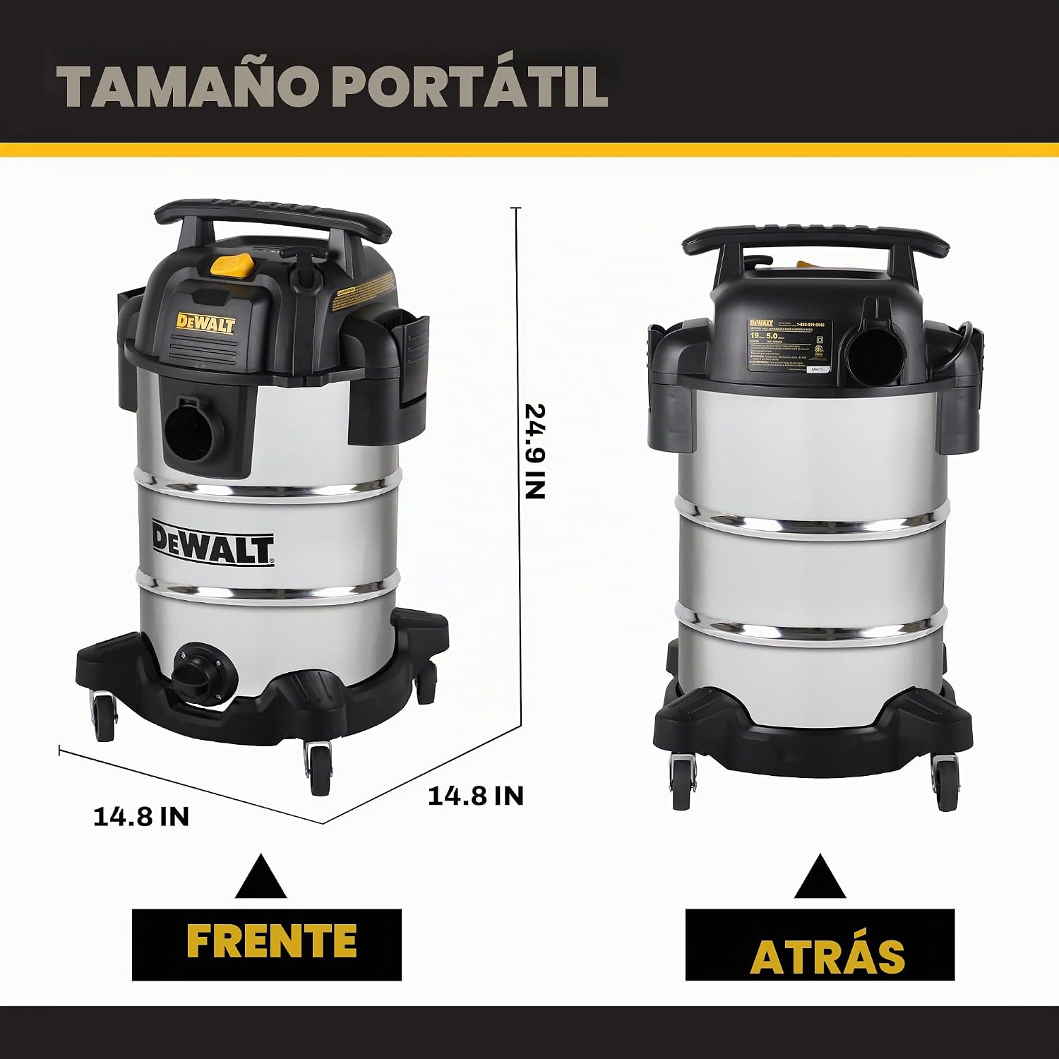 DEWALT DXV08S ASPIRADORA DE TIENDA HP DE 8 GALONES Y 5 PICOS HP EN HÚMEDO - 2