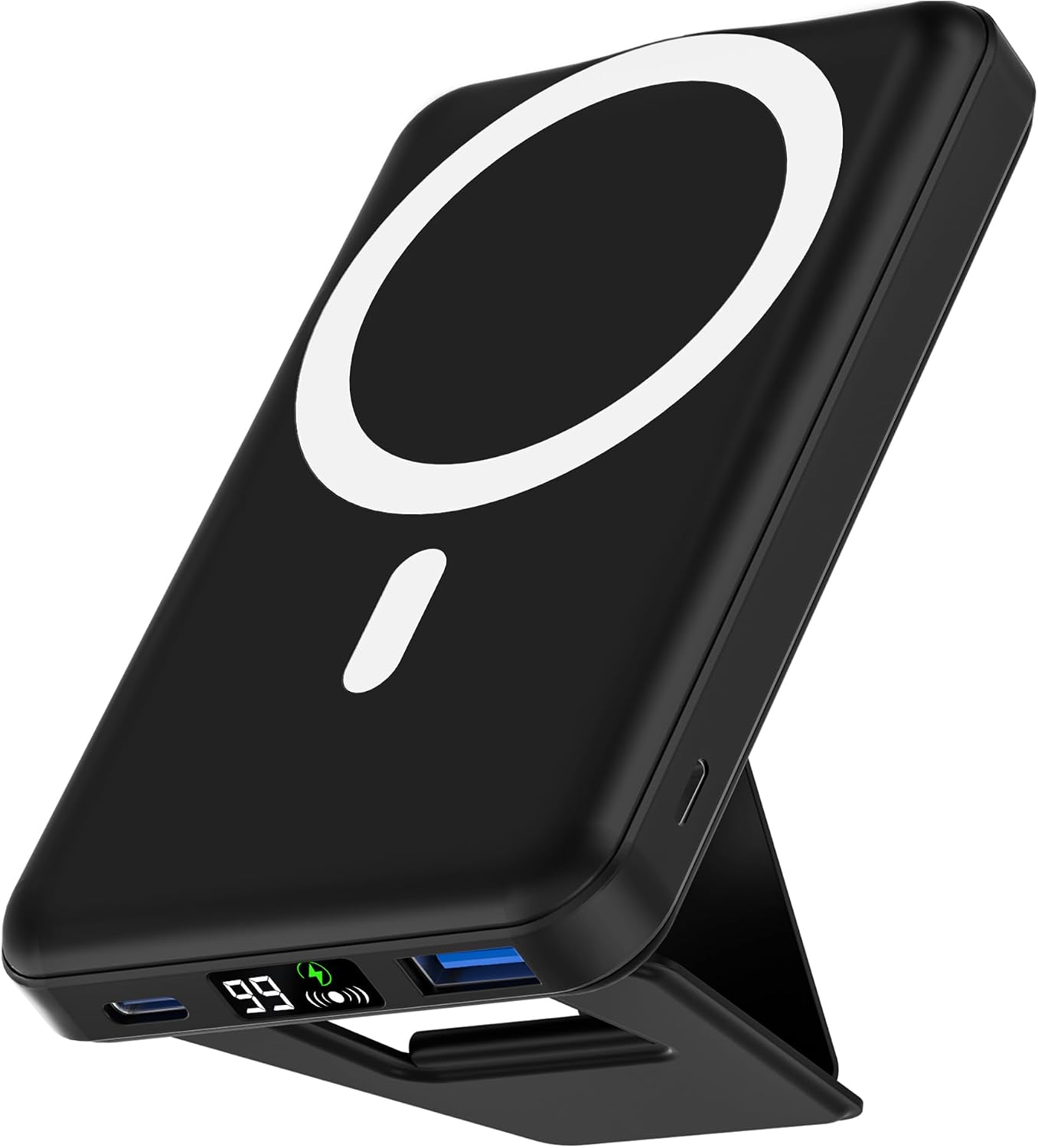 PODORU MAGSAFE POWER BANK, BATERÍA INALÁMBRICA PLEGABLE DE 10000 MAH CON CABLE USB-C Y PANTALLA LED DE 22.5 W PD CARGA - 1