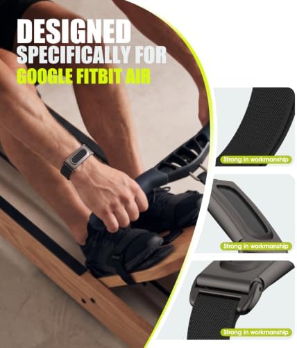 CORREA DE NAILON COMPATIBLE CON GOOGLE FITBIT AIR, CARCASA METÁLICA DE 0.551 IN - 6