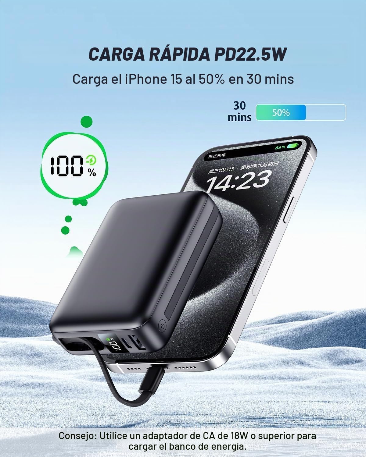 CARGADOR PORTÁTIL 50000MAH, PD22.5W BANCO DE ENERGÍA DE CARGA RÁPIDA - 2