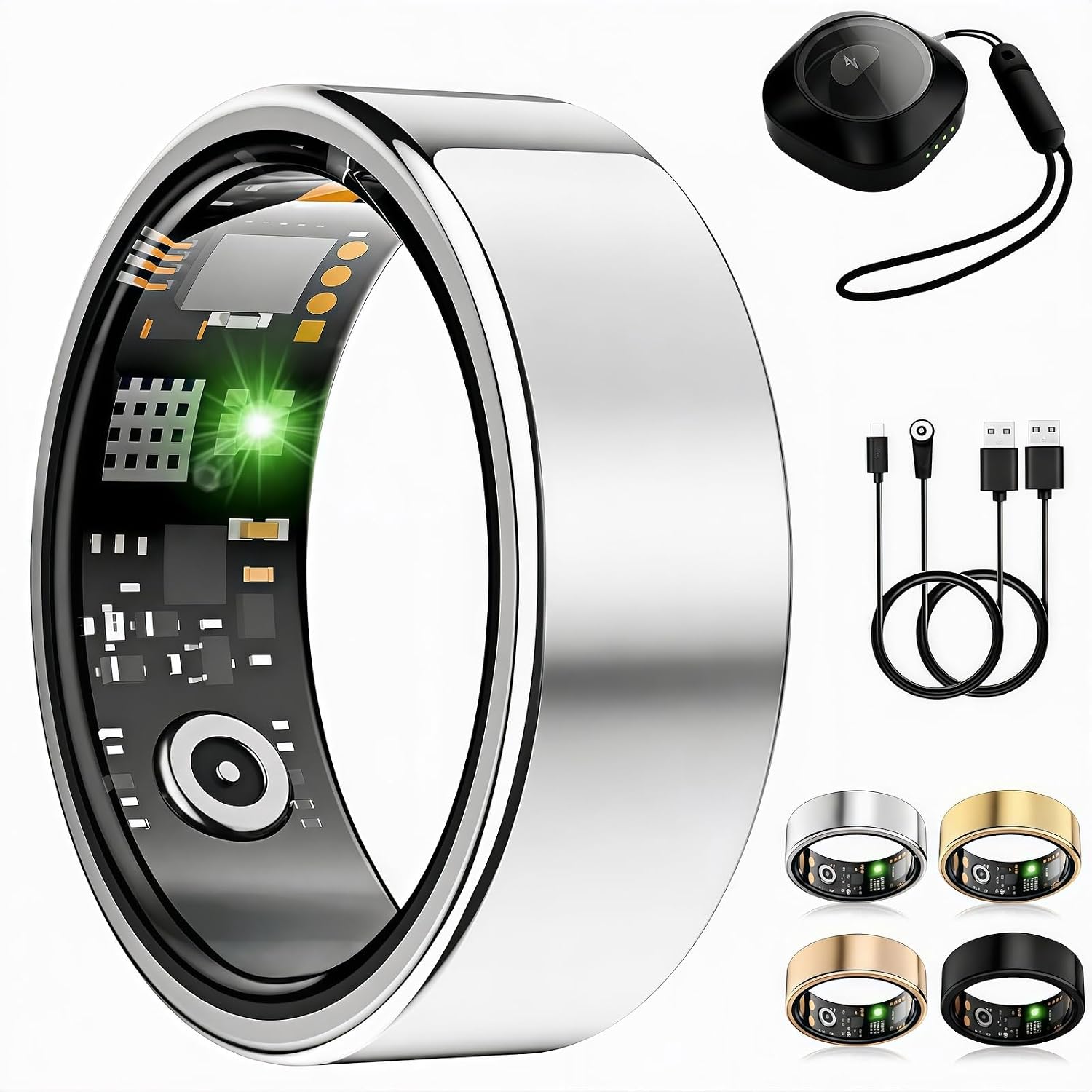 SMART RING FOR WOMEN MEN, FITNESS RING WITHOUT SUBSCRIPTION, SILVER,8 - 1