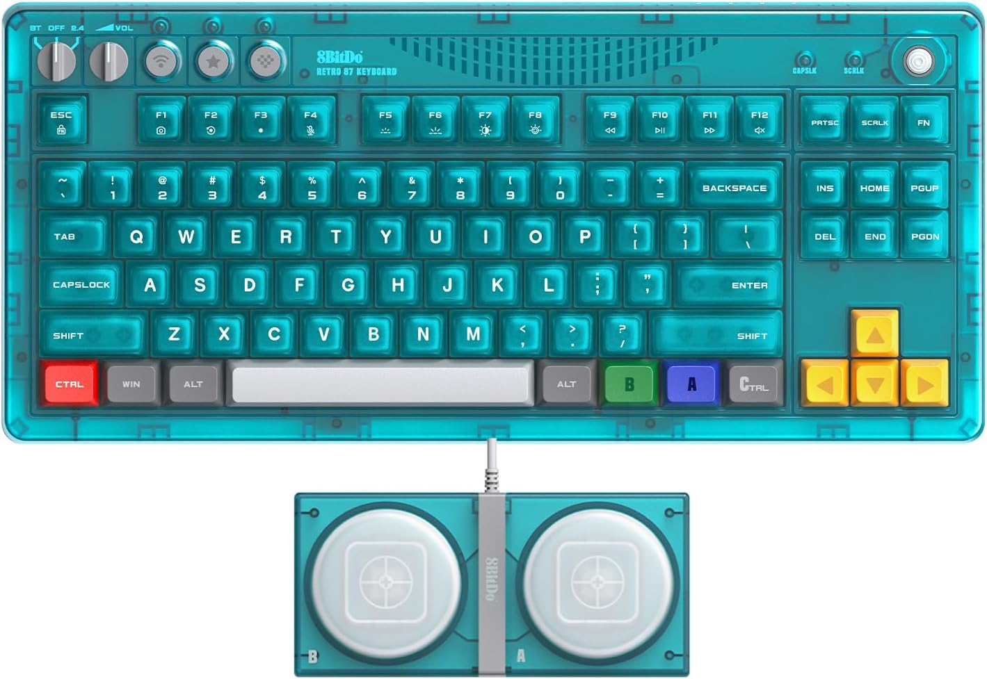 8BITDO 87 KEYS RETRO MECHANICAL KEYBOARD FOR PC AND ANDROID - CLEAR BLUE - 1