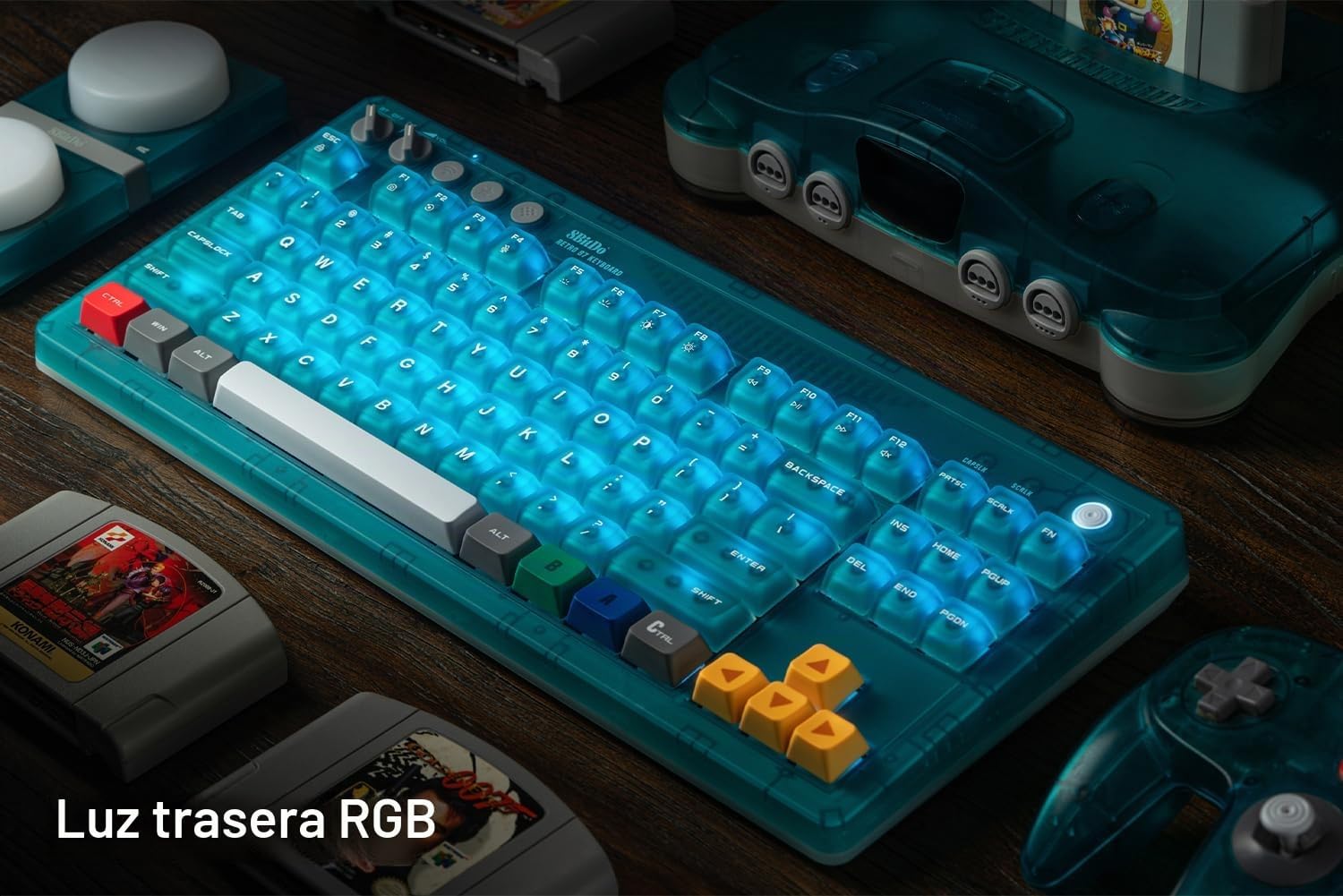 8BITDO 87 KEYS RETRO MECHANICAL KEYBOARD FOR PC AND ANDROID - CLEAR BLUE - 3