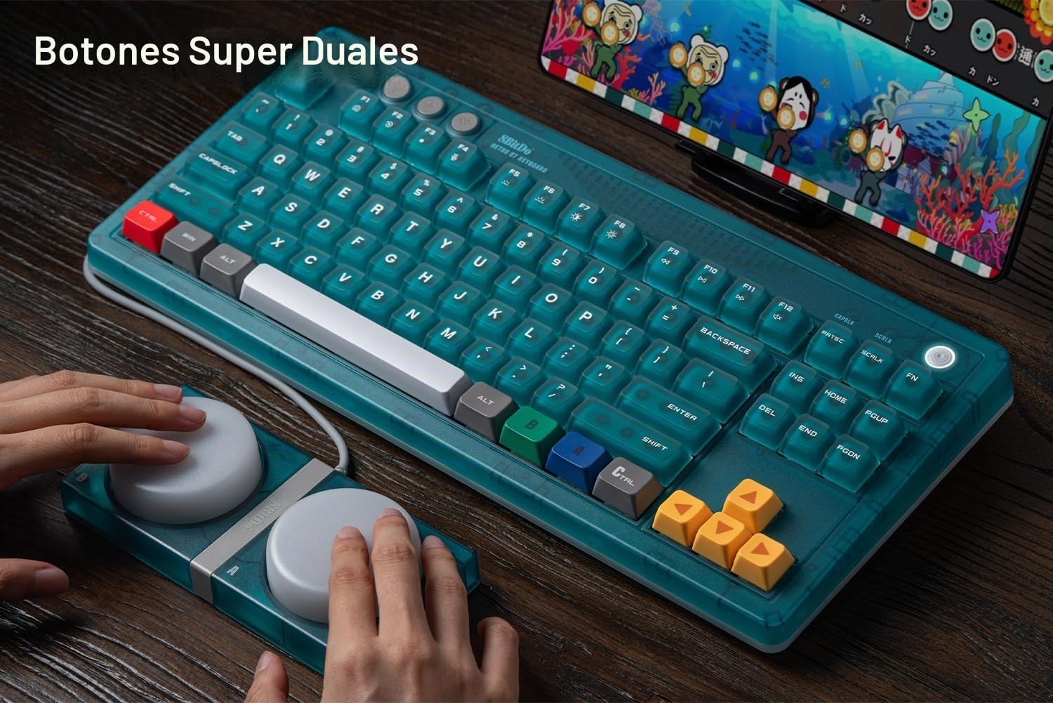 8BITDO 87 KEYS RETRO MECHANICAL KEYBOARD FOR PC AND ANDROID - CLEAR BLUE - 5