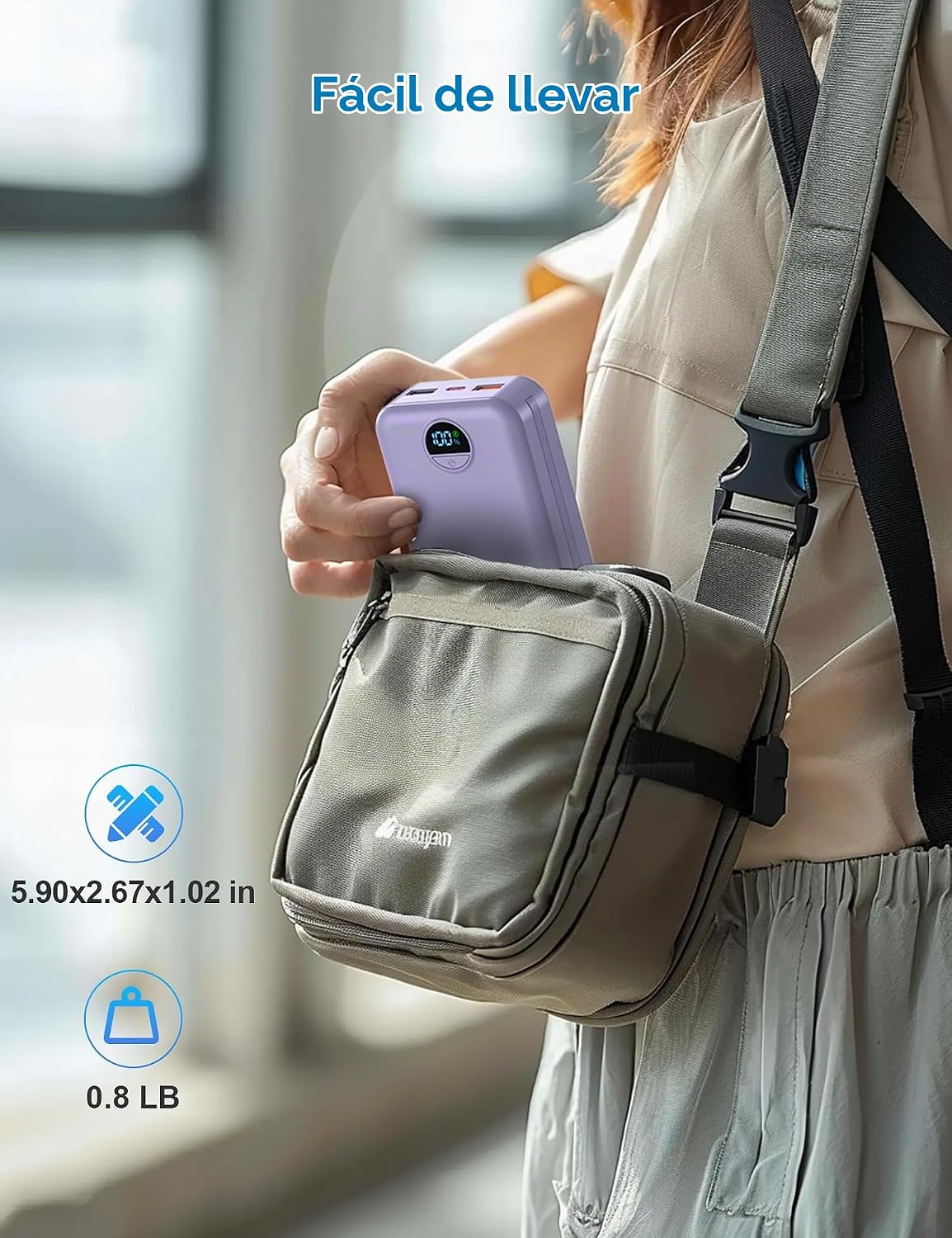 CARGADOR PORTÁTIL CON ENCHUFE DE PARED, BANCO DE ENERGÍA USB C DE 20000MAH CON CARGA RÁPIDA, PAQUETE DE BATERÍA EXTERNA - 7