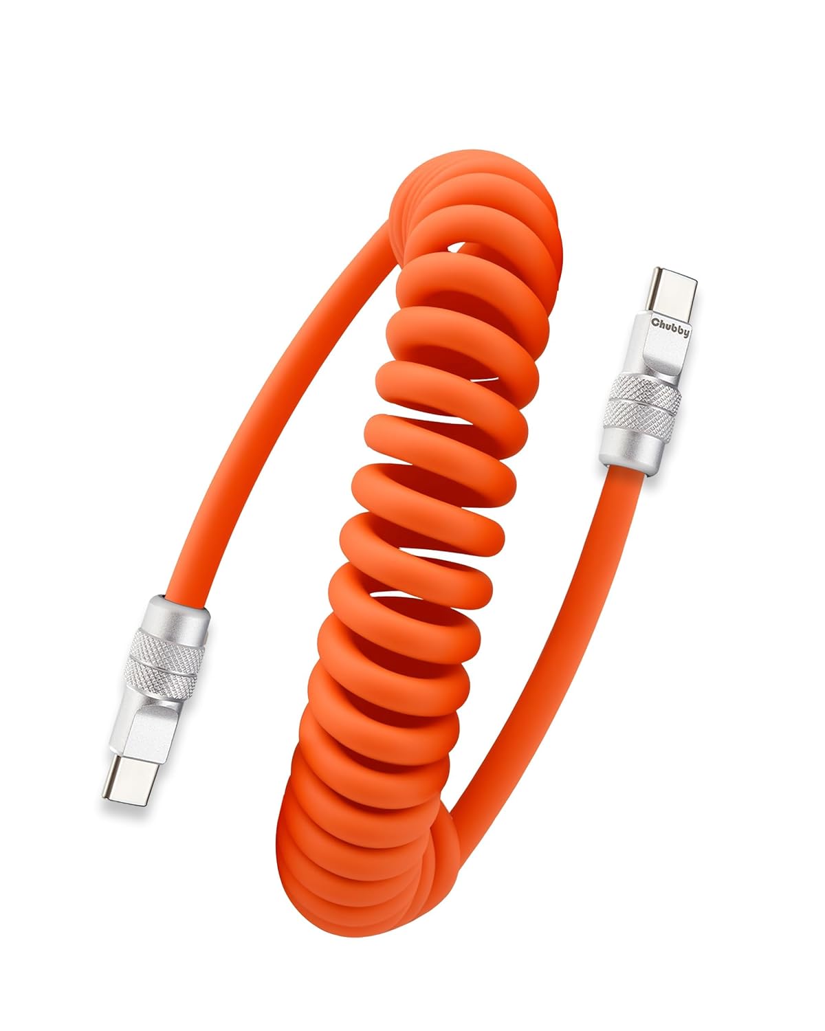 CHUBBYCABLE CURLY CHUBBY - CABLE USB C EN ESPIRAL DE SILICONA DE 240 W, 1 PAQUETE 240H SIN HUNDIMIENTO CABLE DE CARGA RÁPIDA - 1