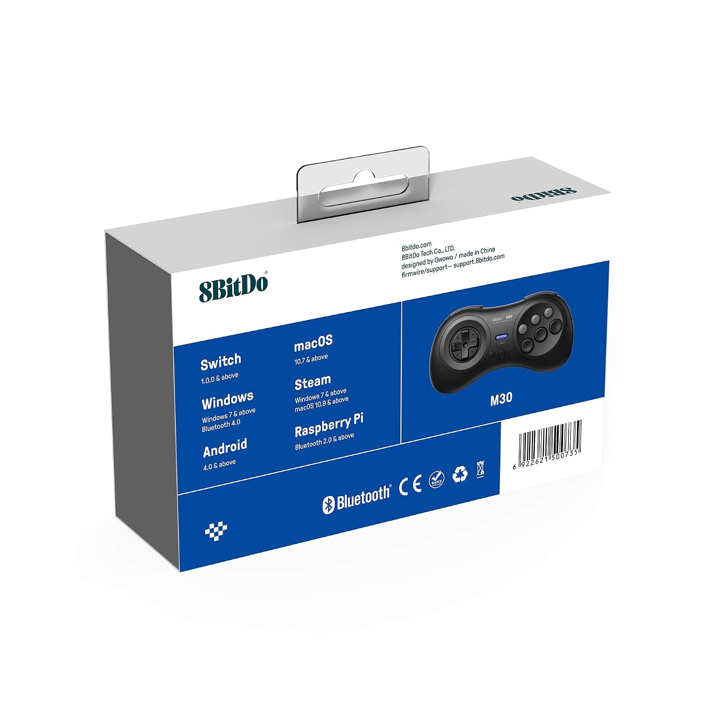8BITDO M30 BLUETOOTH CONTROLLER FOR SWITCH, WINDOWS AND ANDROID, 6-BUTTON LAYOUT FOR SEGA S CLASSIC GAMES BLACK - 7