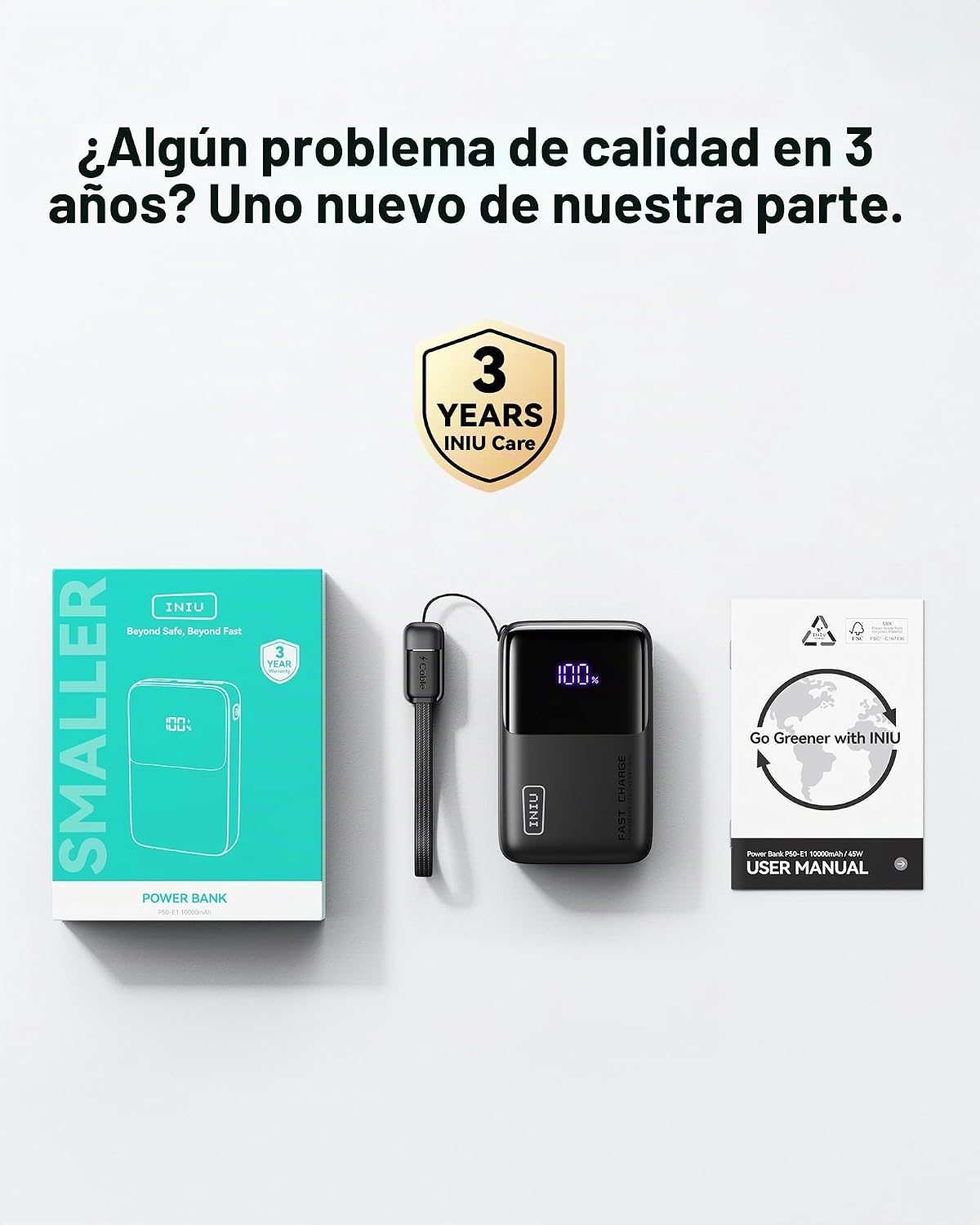 INIU CARGADOR PORTÁTIL MINI, PEQUEÑA BATERÍA DE BOLSILLO DE CARGA RÁPIDA DE 45W PD DE 10000MAH, USB C ENTRADA Y SALIDA, - 7