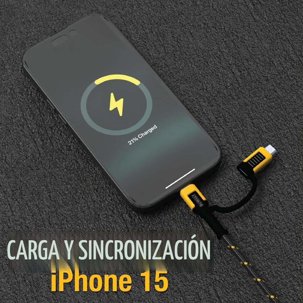 DEWALT CABLE 4 EN 1 DE ALTA RESISTENCIA, TIPO C/MICROUSB/USB, 6 PIES - 7