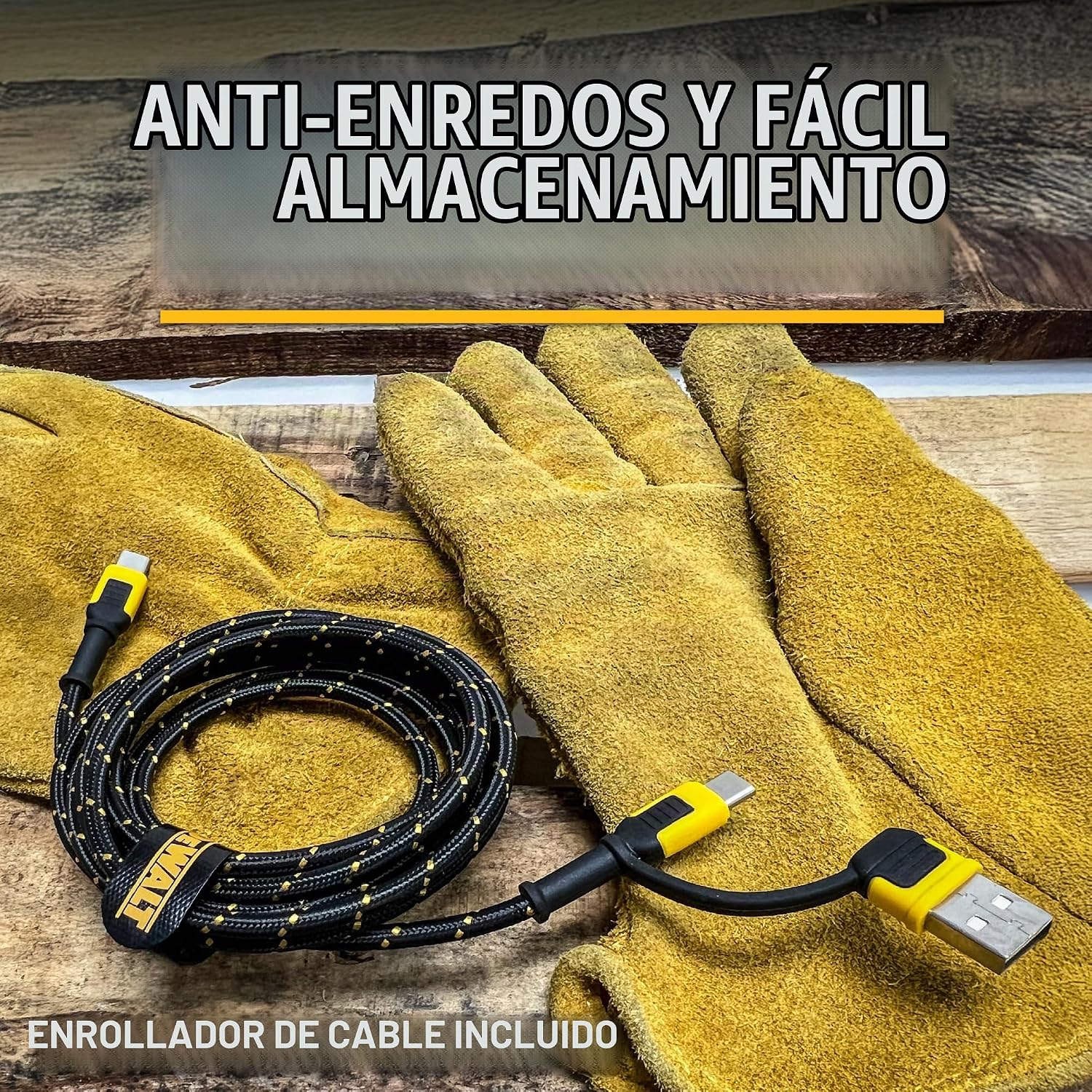 DEWALT CABLE DE CARGA 2 EN 1 RESISTENTE, USB C A USBC CON ADAPTADOR USB, CARGA RÁPIDA PD DE 60 W Y SINCRONIZACIÓN DE DATOS, - 7