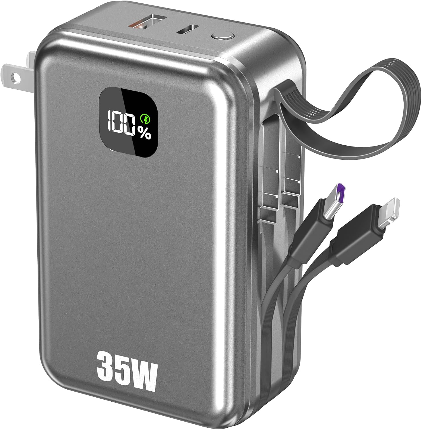 CARGADOR PORTÁTIL DE LUZ LED POWER BANK 30000MAH - BATERÍA EXTERNA AL AIRE LIBRE - POWERBANK CON LINTERNA LED Y GRAN - 1