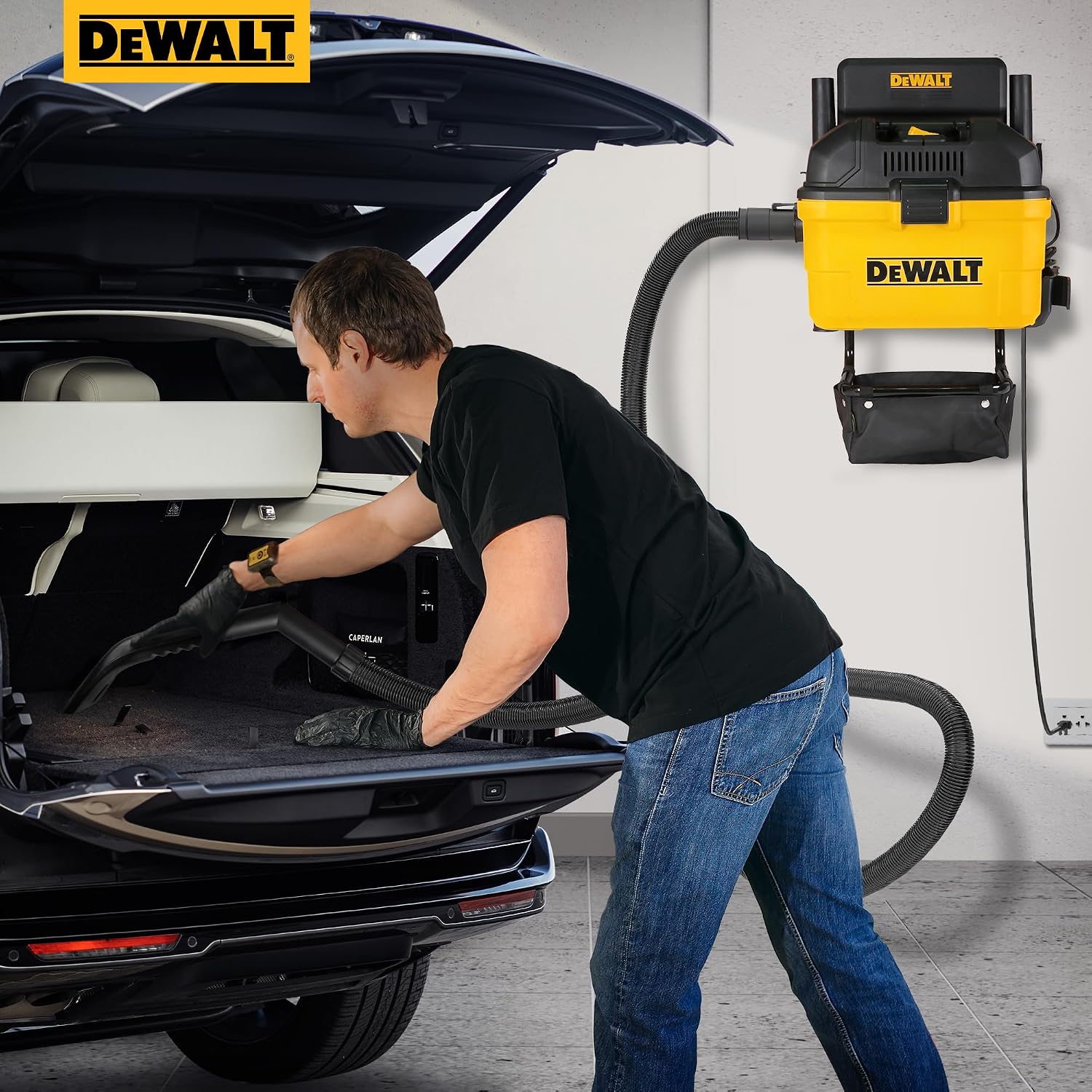 DEWALT ASPIRADORA PARA MOJADO/SECO PORTÁTIL DE 6 GALONES, 5 CABALLOS DE FUERZA, DE MONTAJE EN PARED PARA GARAJE DXV06G - 2
