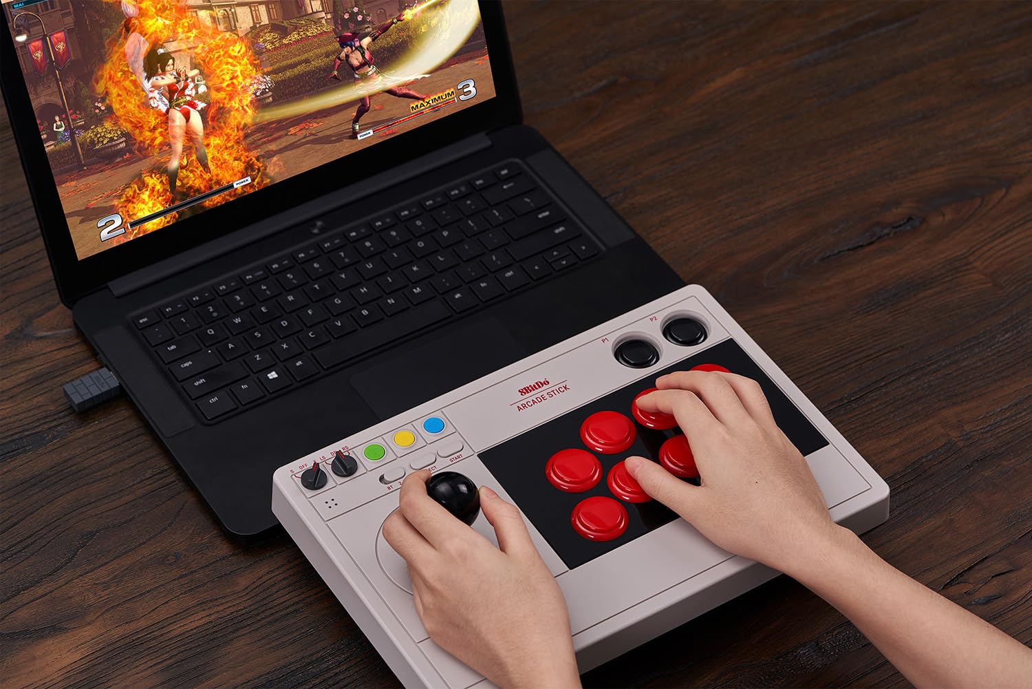 8BITDO ARCADE STICK FOR SWITCH Y WINDOWS, ARCADE FIGHT STICK SUPPORT WIRELESS BLUETOOTH, 2.4G RECEIVER AND WIRED CONNECTION - 7