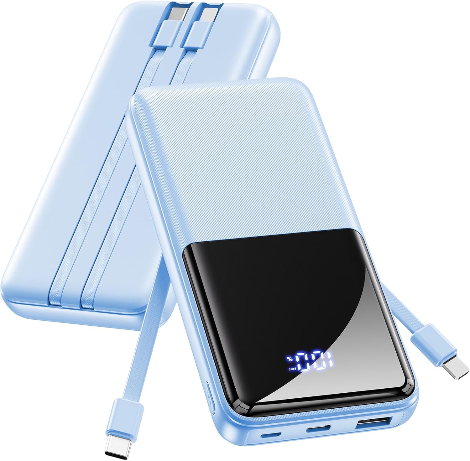 CFIAI CARGADOR PORTÁTIL 15000MAH SLIM POWER BANK CON CABLES INTEGRADOS - 1