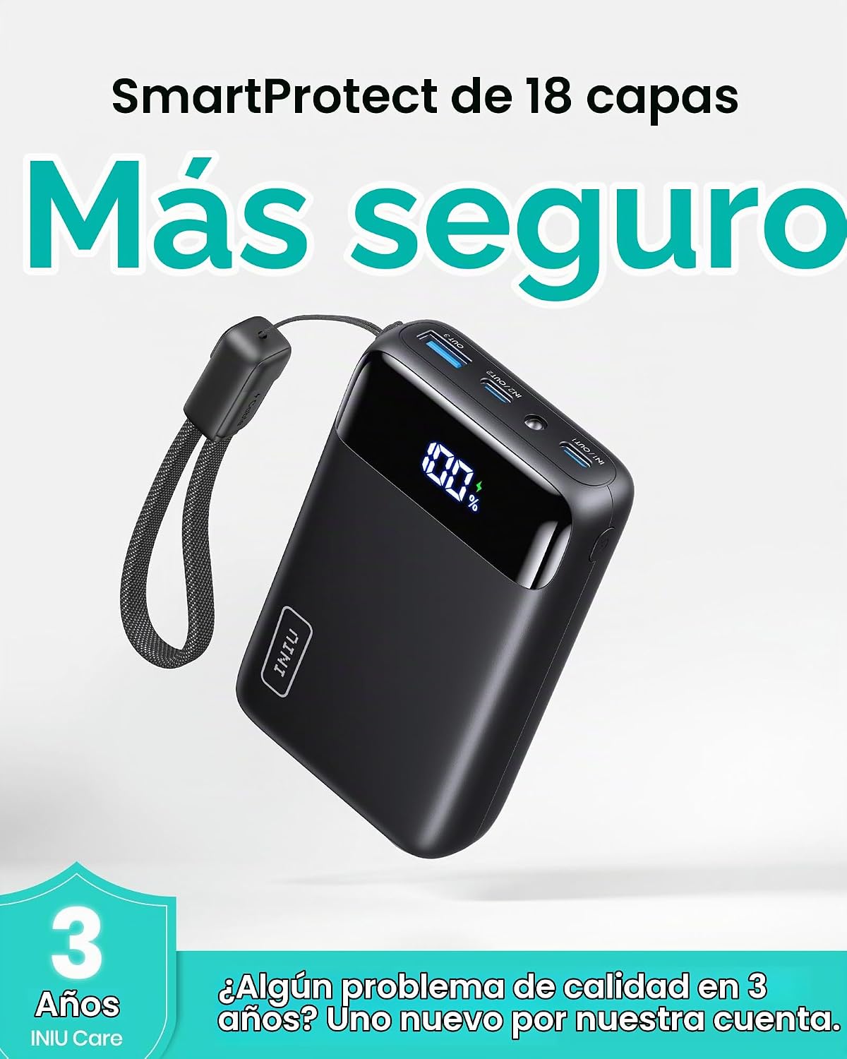 INIU CARGADOR PORTÁTIL, EL MÁS PEQUEÑO DE 22.5 W, 20000 MAH, USB C, ENTRADA Y SALIDA POWER BANK, CARGA RÁPIDA, PD 3.0 QC - 7