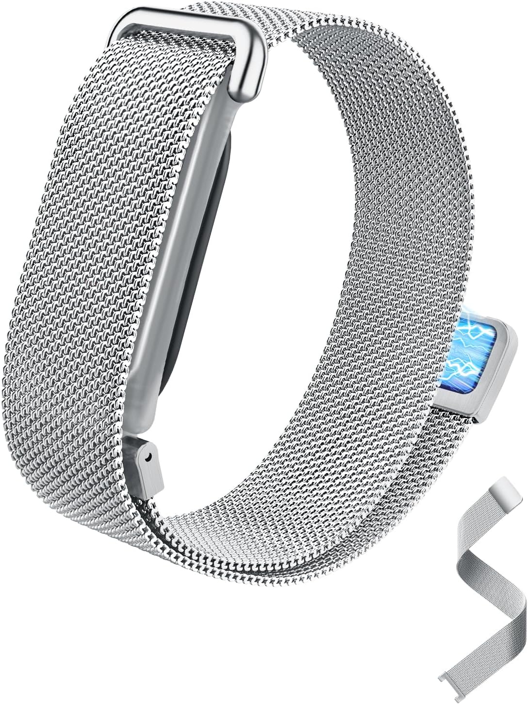 TIMOVO STAINLESS STEEL MAGNETIC BAND COMPATIBLE WITH FITBIT AIR, SILVER - 1