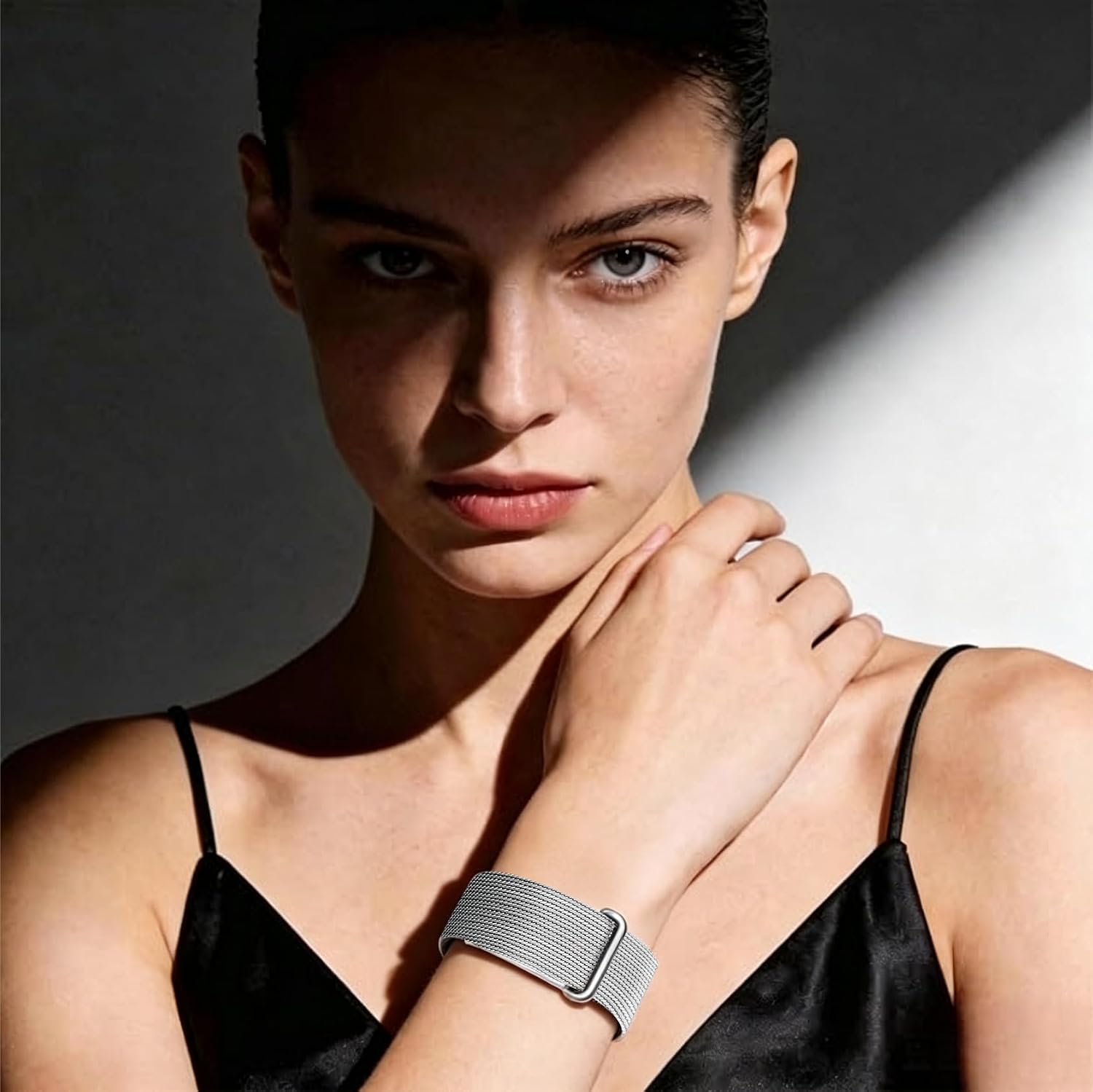 TIMOVO STAINLESS STEEL MAGNETIC BAND COMPATIBLE WITH FITBIT AIR, SILVER - 7