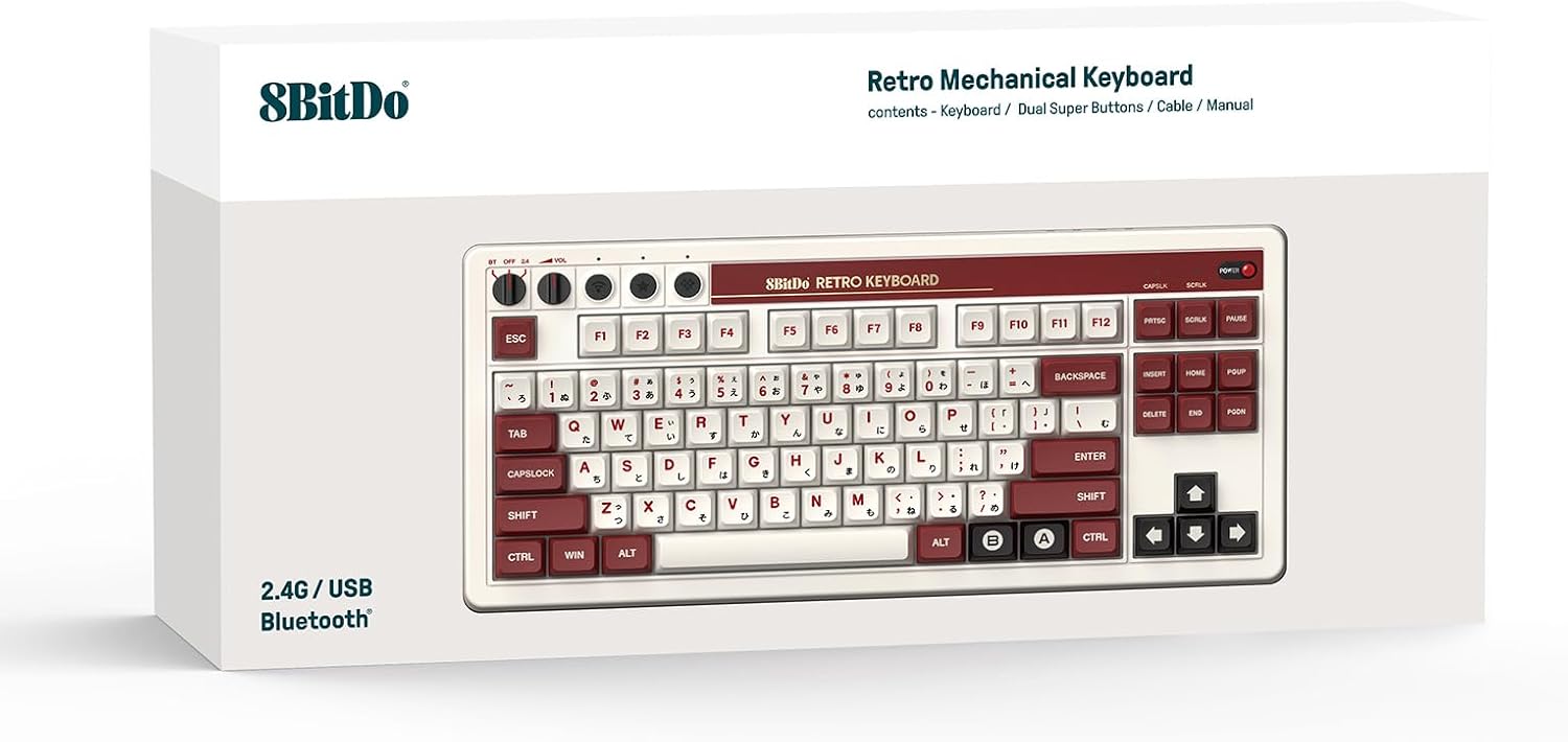8BITDO RETRO MECHANICAL KEYBOARD, BLUETOOTH/2.4G/USB-C HOT SWAPPABLE GAMING KEYBOARD WITH 87 KEYS, DUAL SUPER PROGRAMMABLE - 4