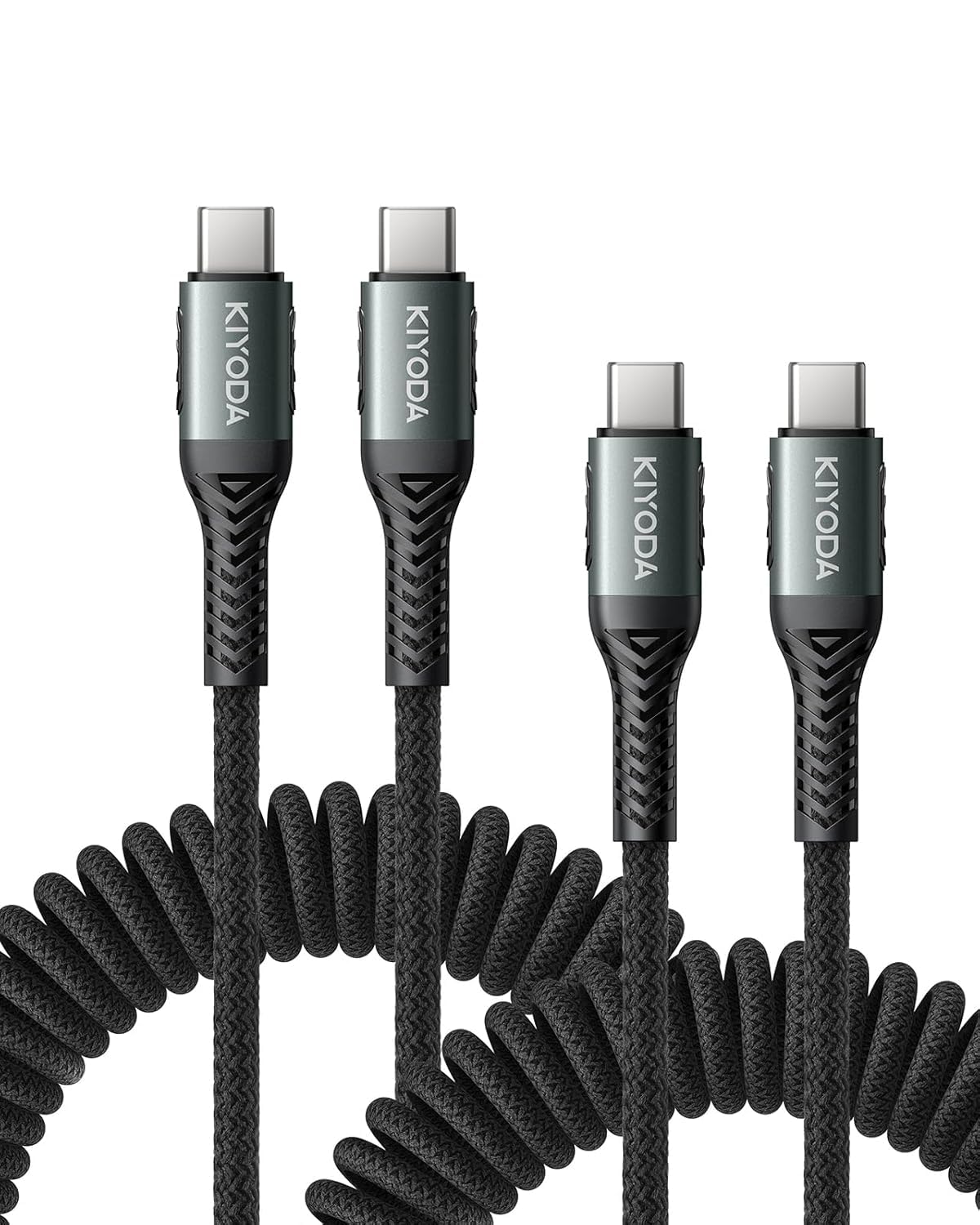 CABLE USB C A USB C EN ESPIRAL DE 3 PIES, 2 UNIDADES, CARGADOR TRENZADO - 1