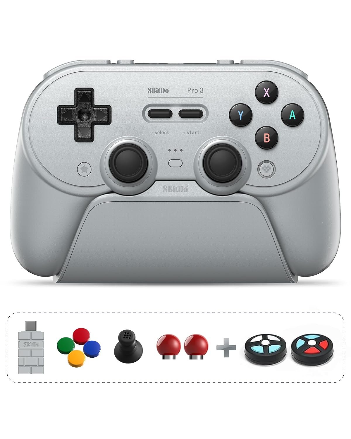 8BITDO PRO 3 BLUETOOTH CONTROLLER FOR SWITCH/SWITCH 2 - TMR JOYSTICKS, SWAPPABLE ABXY BUTTONS, PRO BACK BUTTONS, CHARGING - 1