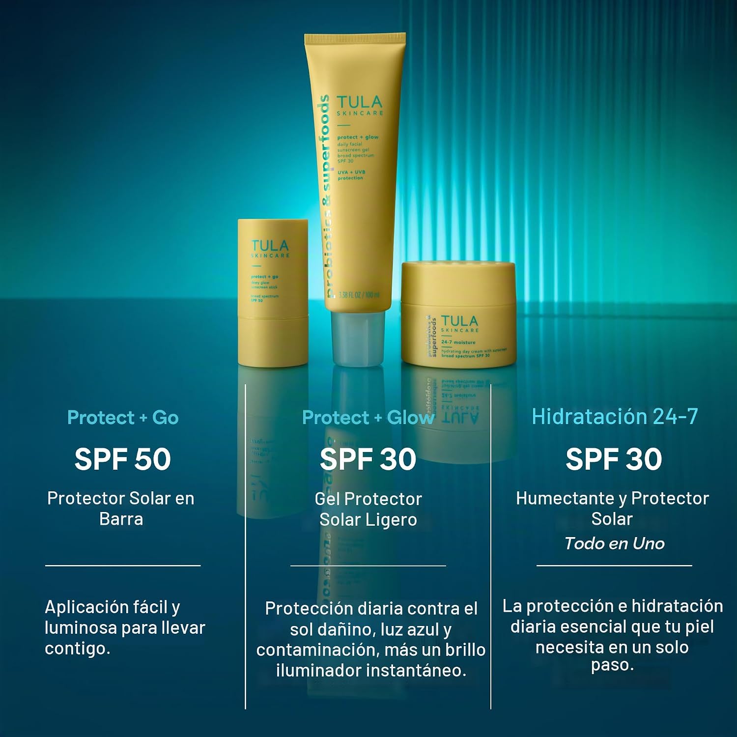 TULA SKIN CARE PROTECT BRILLO GLOW PROTECTOR SOLAR DIARIO - GEL, AMPLIO ESPECTRO SPF 30, CUIDADO DE LA PIEL PRIMERO, NO - 7
