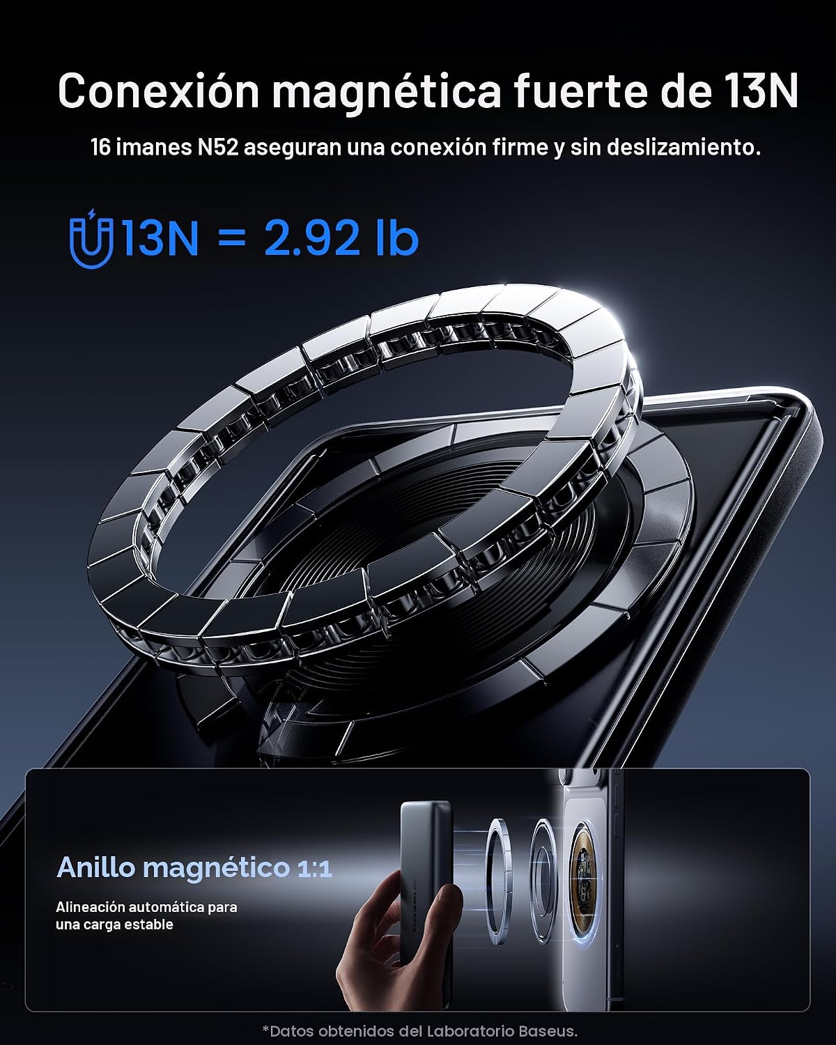 BASEUS PICOGO AM52 MAGSAFE POWER BANK, QI2.2 25W 10,000MAH CARGADOR PORTÁTIL MAGNÉTICO, 0.6 PULGADAS, DELGADO 45 W, BATERÍA - 7