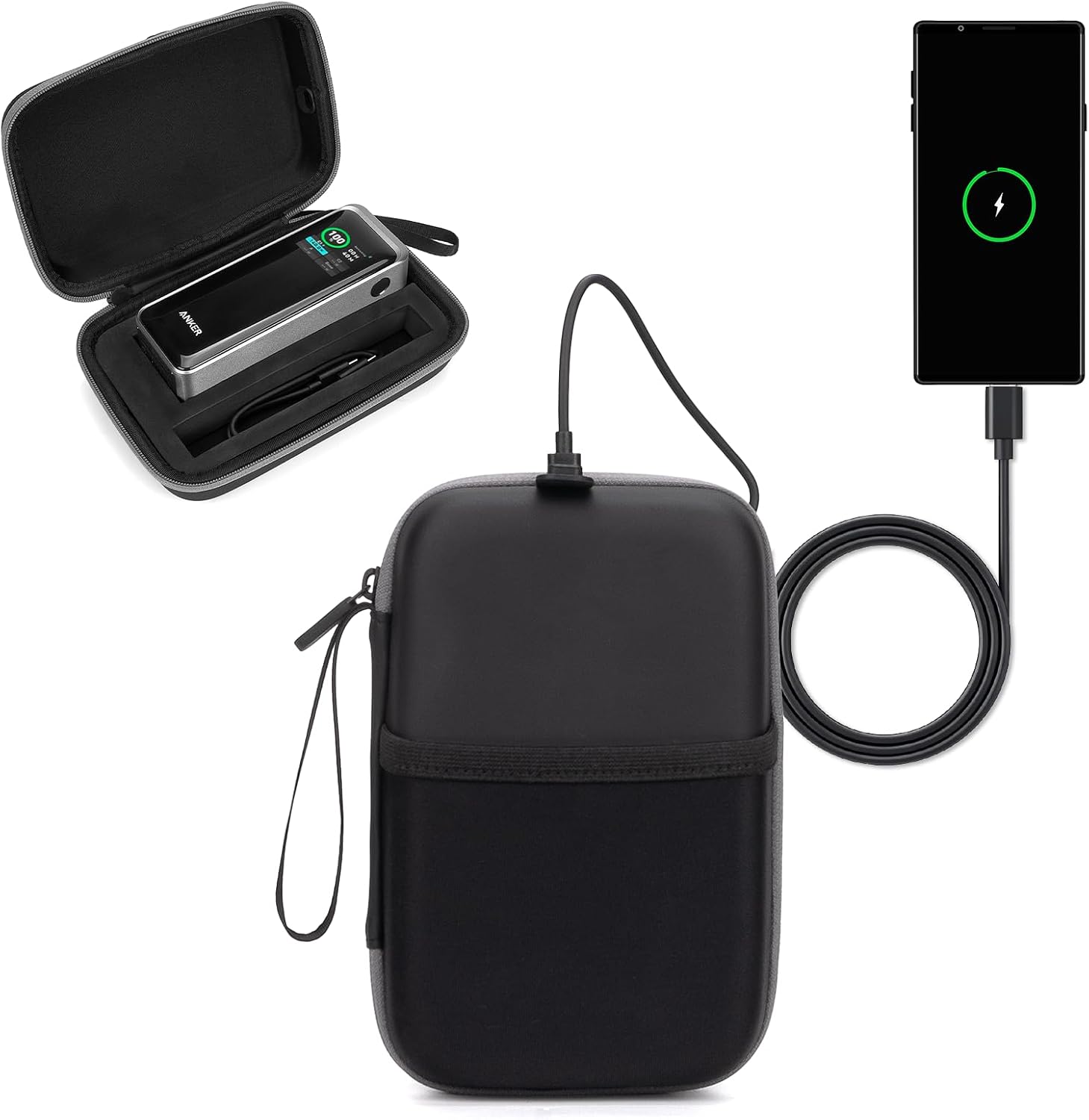 FUNDA PARA BANCO DE ENERGÍA ANKER PRIME DE 27,650 MAH - 250 W, FUNDAS RÍGIDAS PORTÁTILES CON PUERTO USB-C DE CARGA - 1