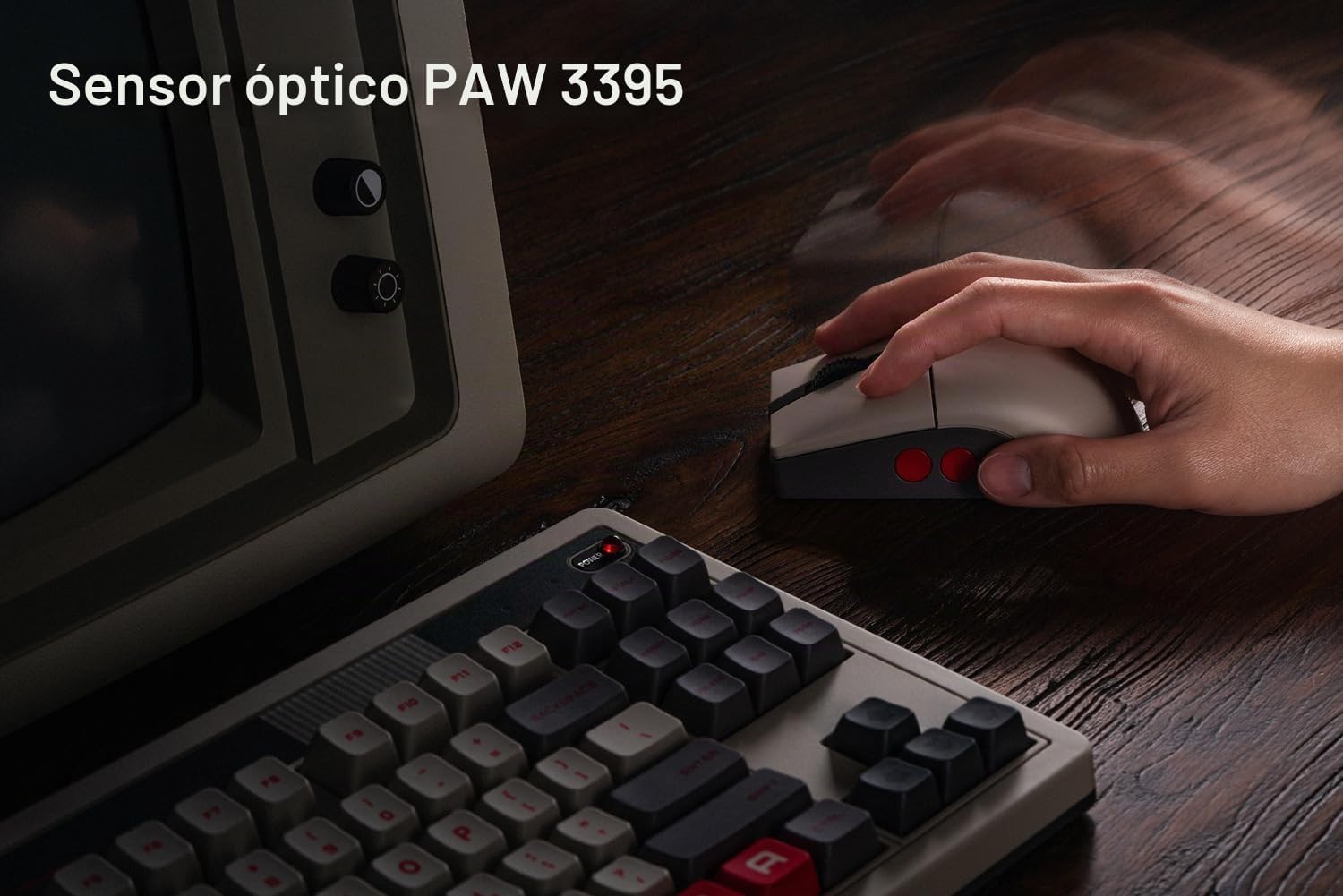 8BITDO RATÓN RETRO R8 CON BASE DE CARGA, SENSOR ÓPTICO PAW 3395 DPI 26K, FRECUENCIA DE SONDEO 4K, BOTONES PROGRAMABLES, - 6