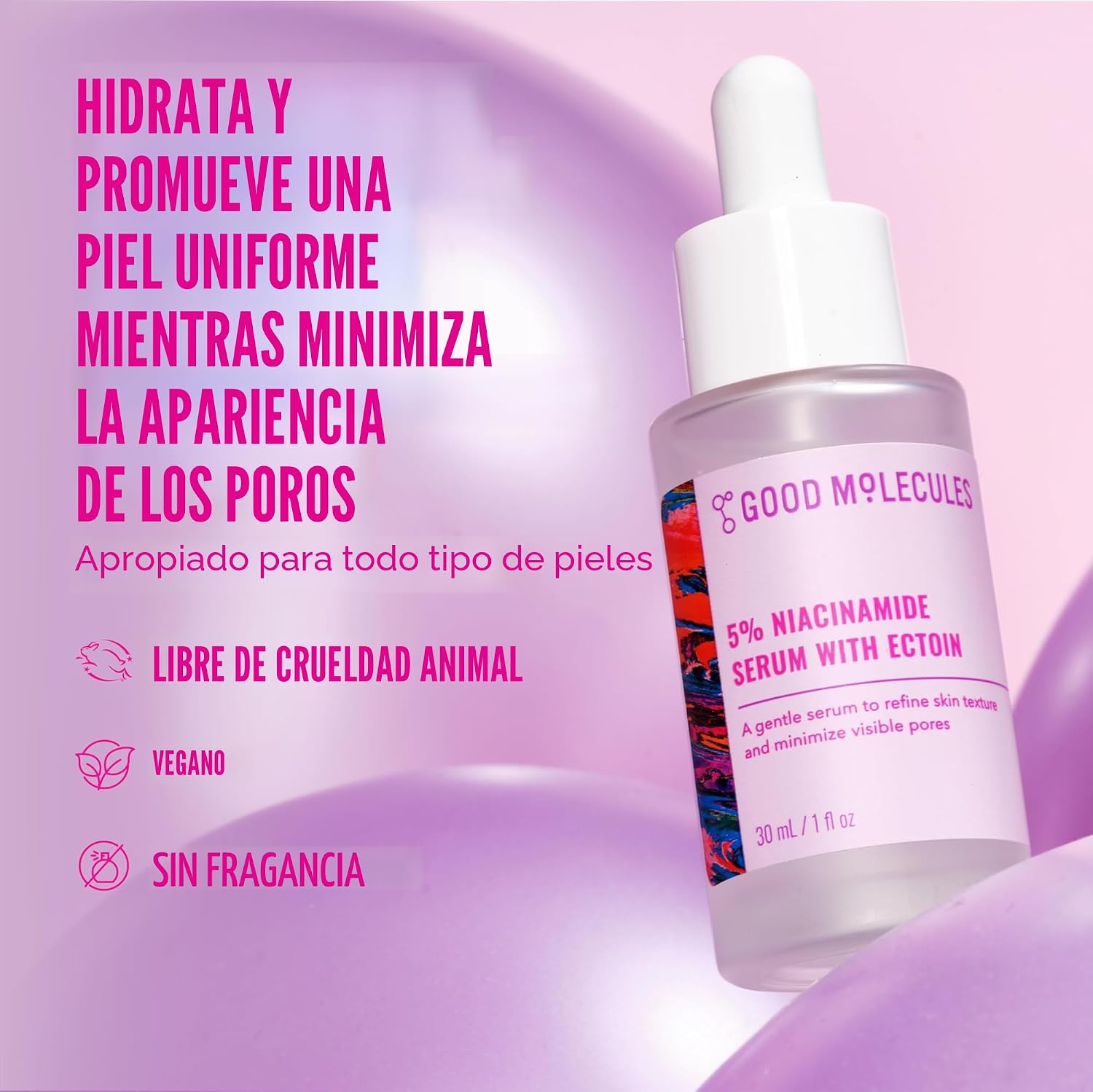 GOOD MOLECULES SUERO DE NIACINAMIDA AL 5% CON ECTOÍNA - SUERO ULTRA HIDRATANTE PARA DIRIGIRSE A POROS DILATADOS Y ACNÉ - - 2
