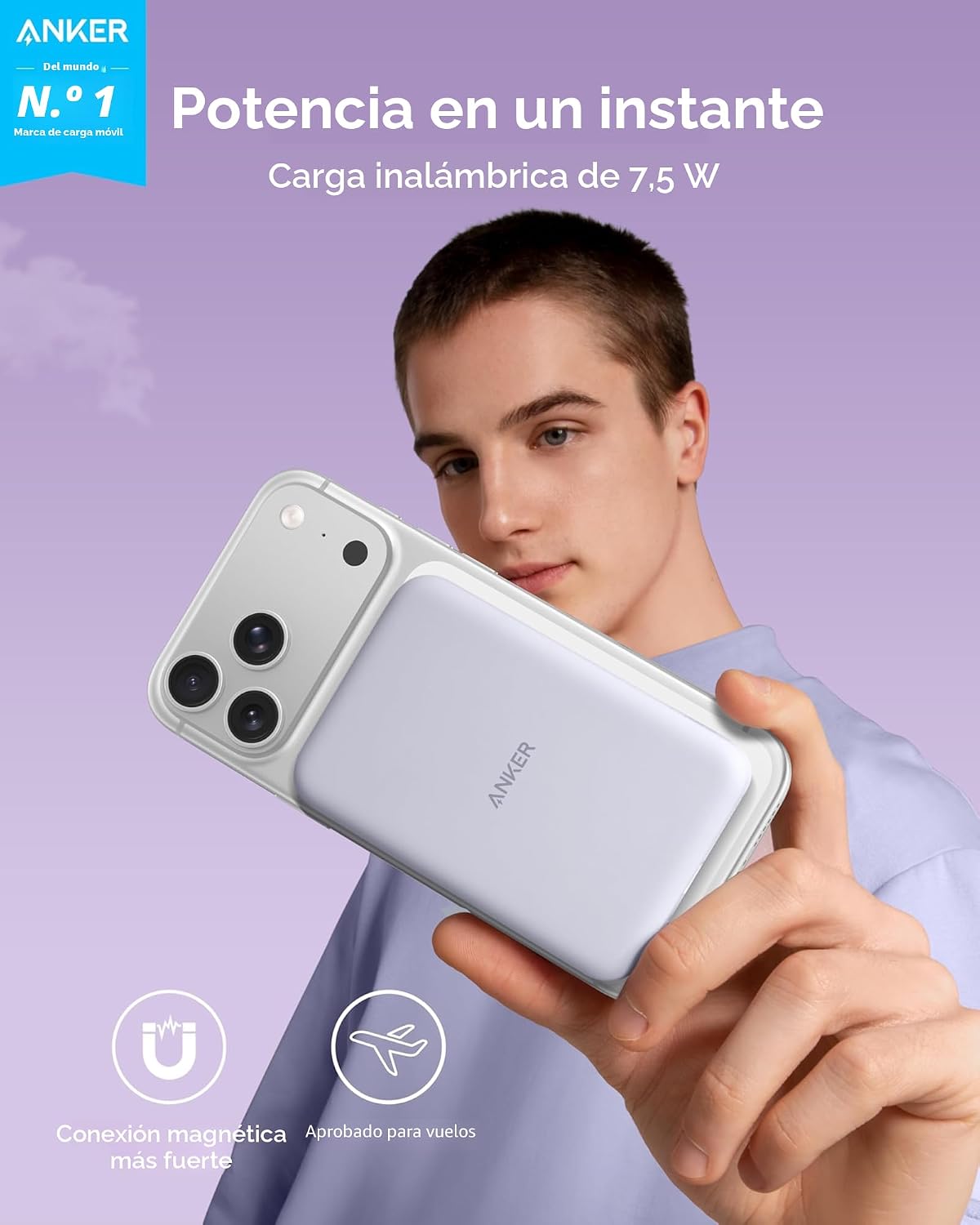 ANKER 621 CARGADOR PORTÁTIL MAGNÉTICO MAGGO , BANCO DE ENERGÍA INALÁMBRICO DE 5,000 MAH CON CABLE USB-C, PAQUETE DE BATERÍA - 2